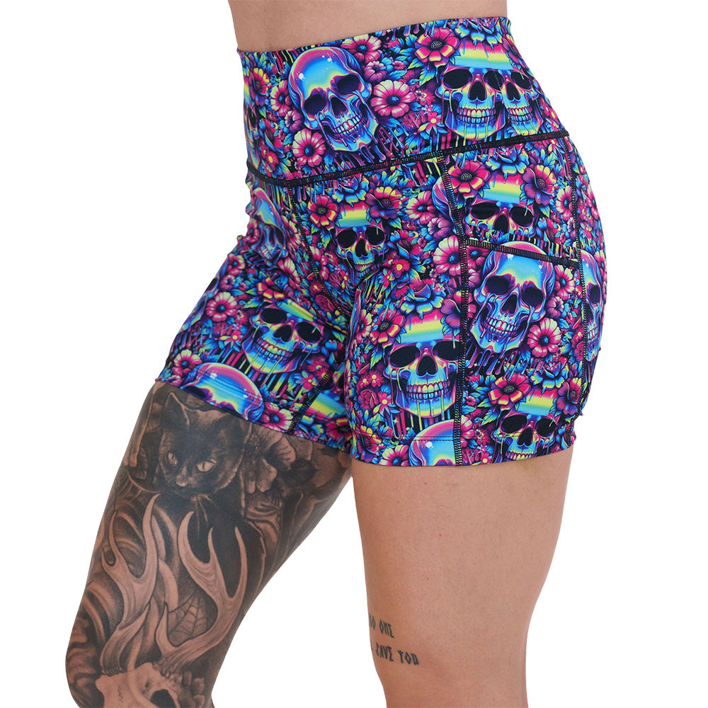 Acid Skull Print Shorts for Men & Women - Trendy Streetwear & Summer Fashion | Perfect for Casual Outfits, Beachwear, and Gym