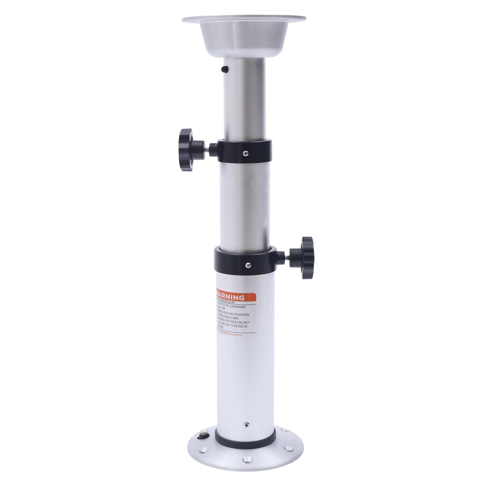 Adjustable Table Pedestal Stand Base - 16.9 to 29.1 Inch Height - Silver Metal Leg Mount for RV, Motorhome, Boat & Caravan - Perfect for Dining, Work & Outdoor Camping Tables