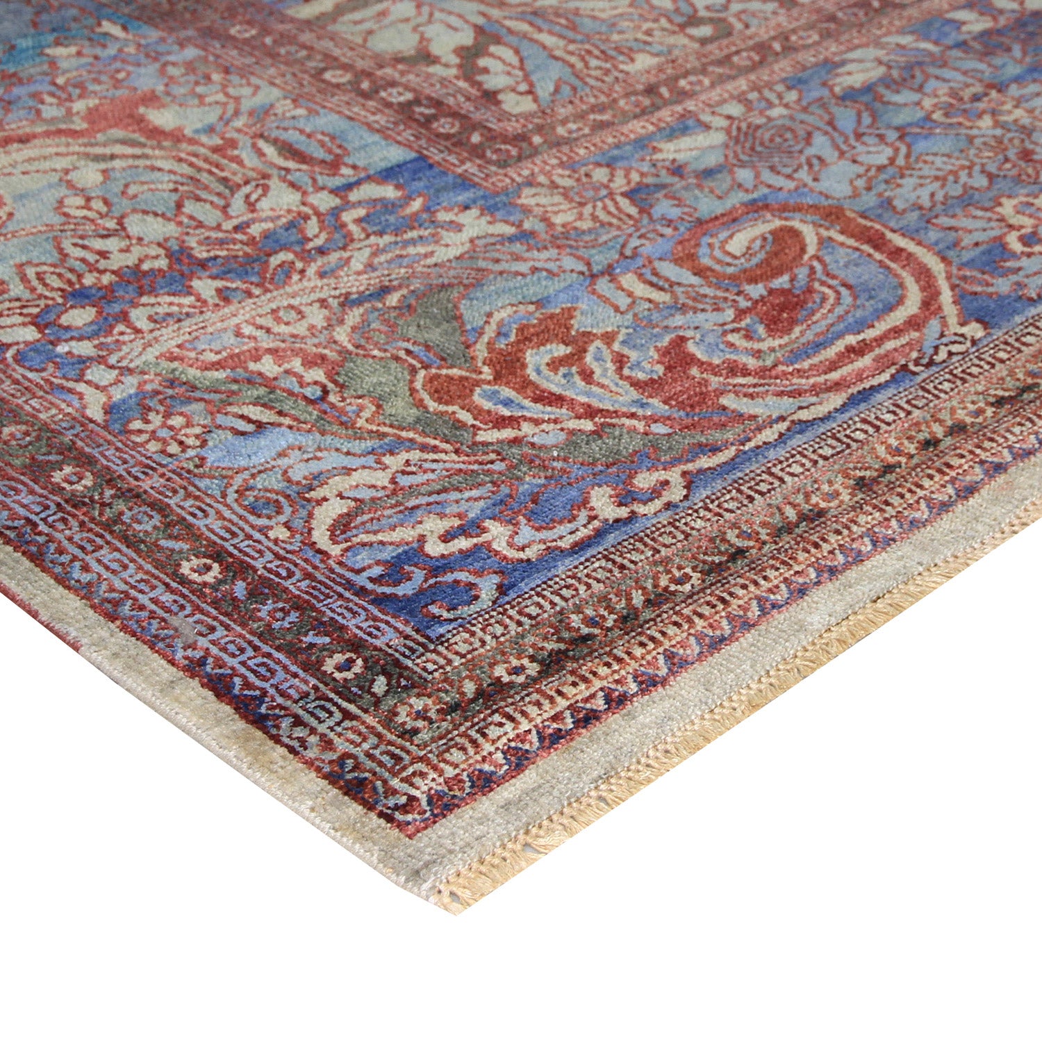 Blue Transitional Wool Rug 8'11 x 12'2 - Soft Handmade Area Rug for Living Room, Bedroom & Office - Premium Home Decor