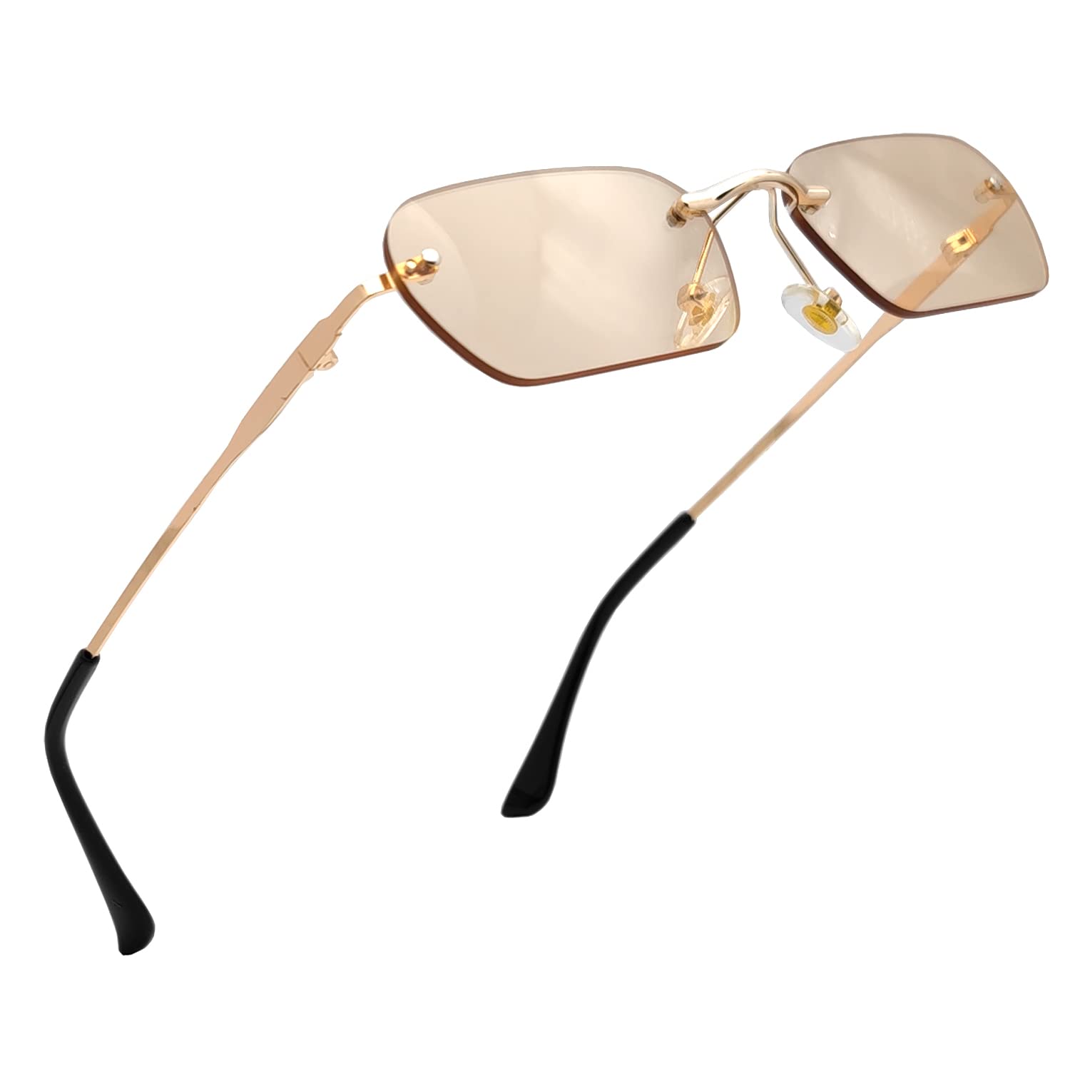 Retro Small Narrow Rimless Sunglasses Vintage 90s Style Tinted Frameless Rectangle UV400 Protection for Women & Men - Perfect for Beach, Driving, and Outdoor Activities