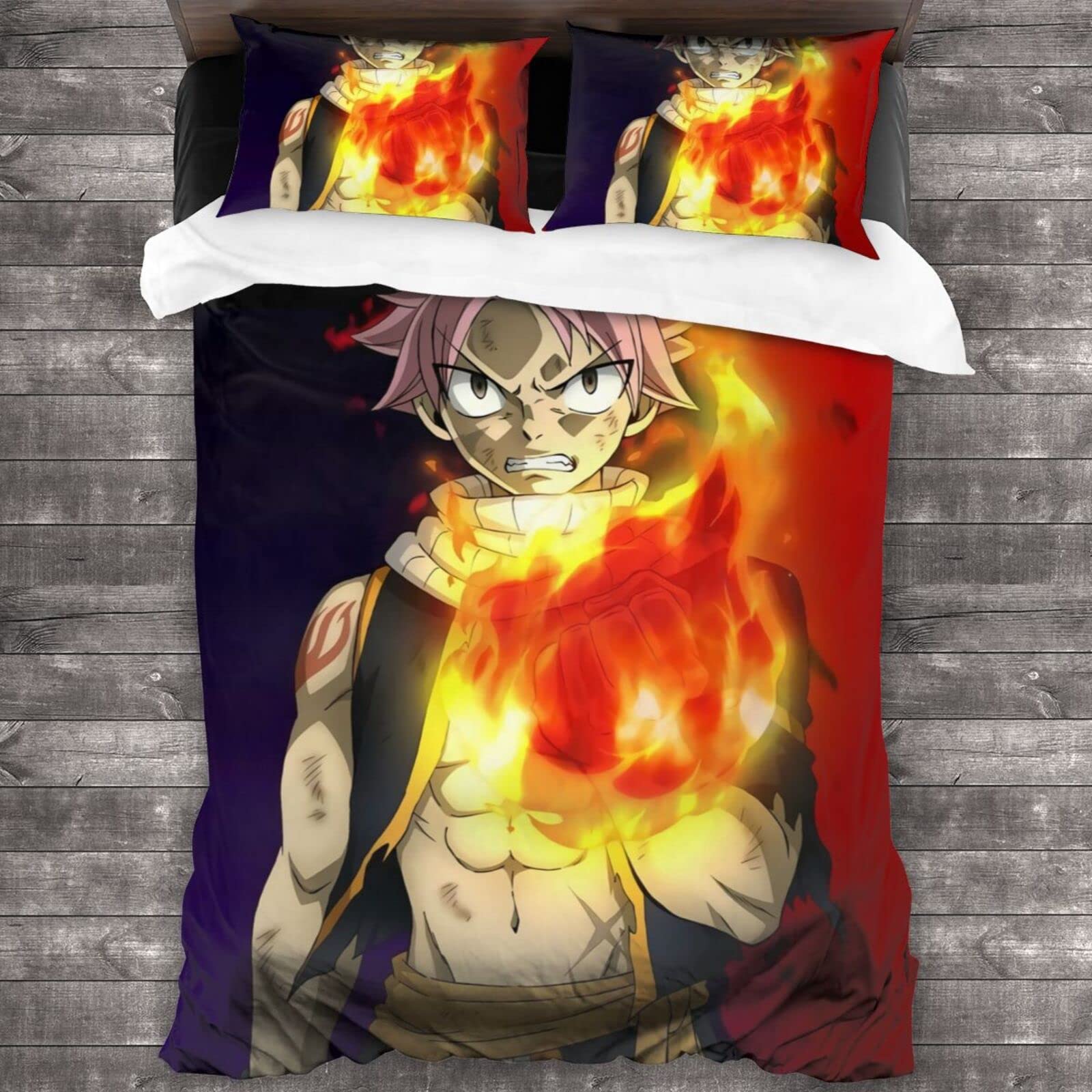 Fairy Tail Anime Bedding Set Full Size - 3 Piece Comforter Cover + 2 Pillowcases for Kids & Teens - Soft Cotton Bedroom Decor for Boys & Girls - Perfect for Anime Fans' Bedroom, Dorm Room or Gift