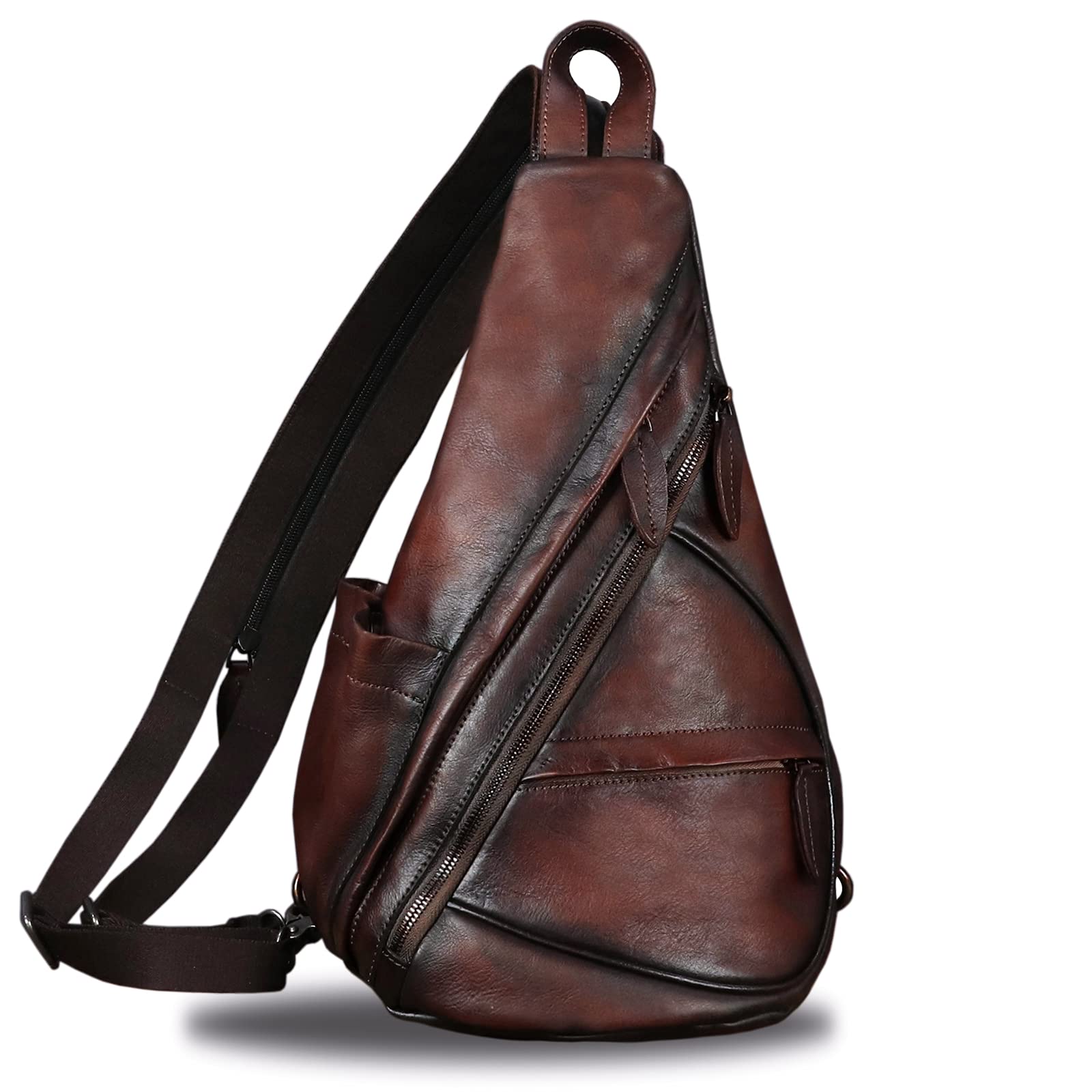 Genuine Leather Sling Bag for Men & Women - Vintage Crossbody Shoulder Backpack for iPad, Tablet & Essentials | Perfect for Travel, Work & Daily Commute