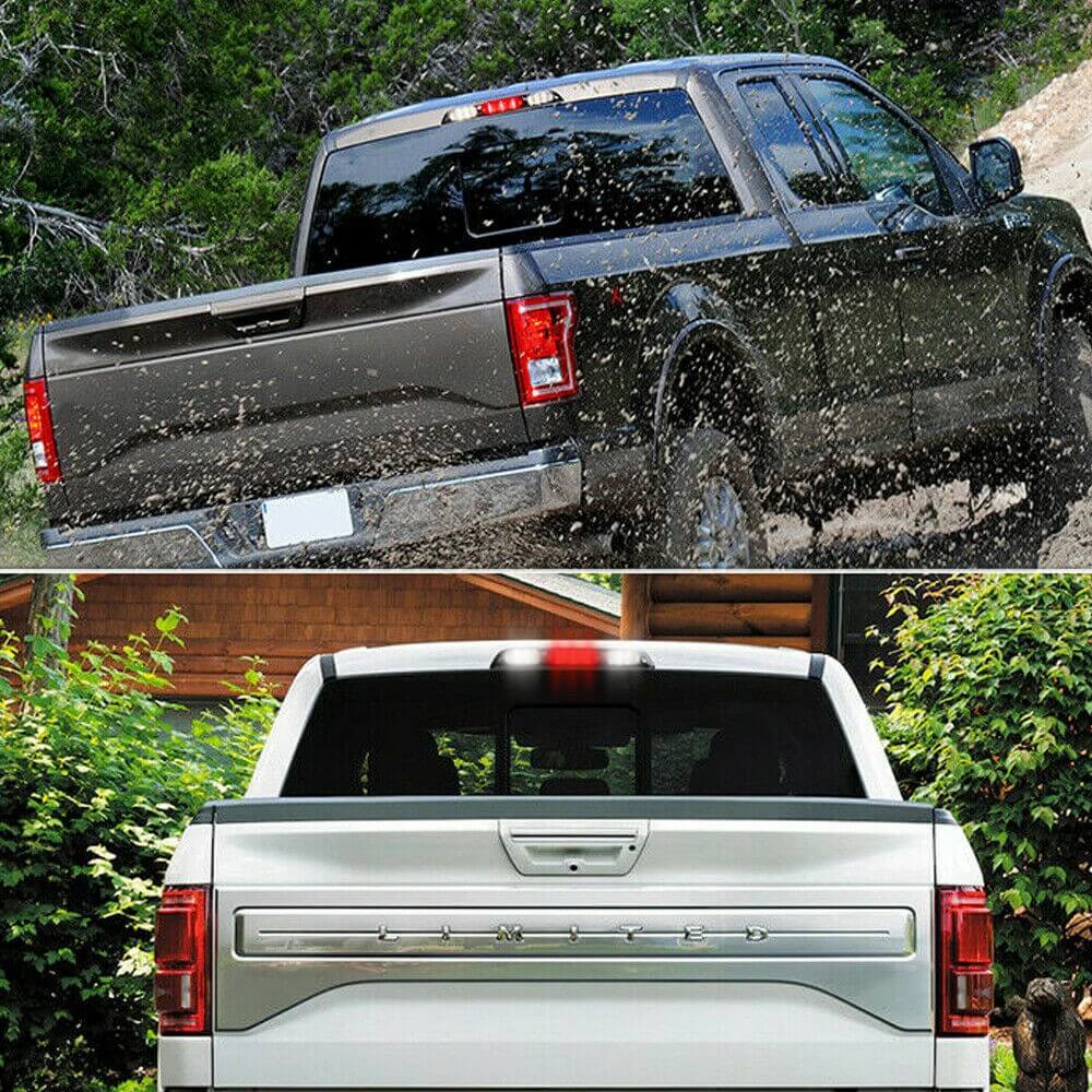 2015-2021 Ford F-Series & Ranger LED 3rd Brake Light Kit - Red LED Brake Light with White Cargo Lights & Smoked Lens - Upgrade for Pickup Trucks, Off-Roading & Night Driving