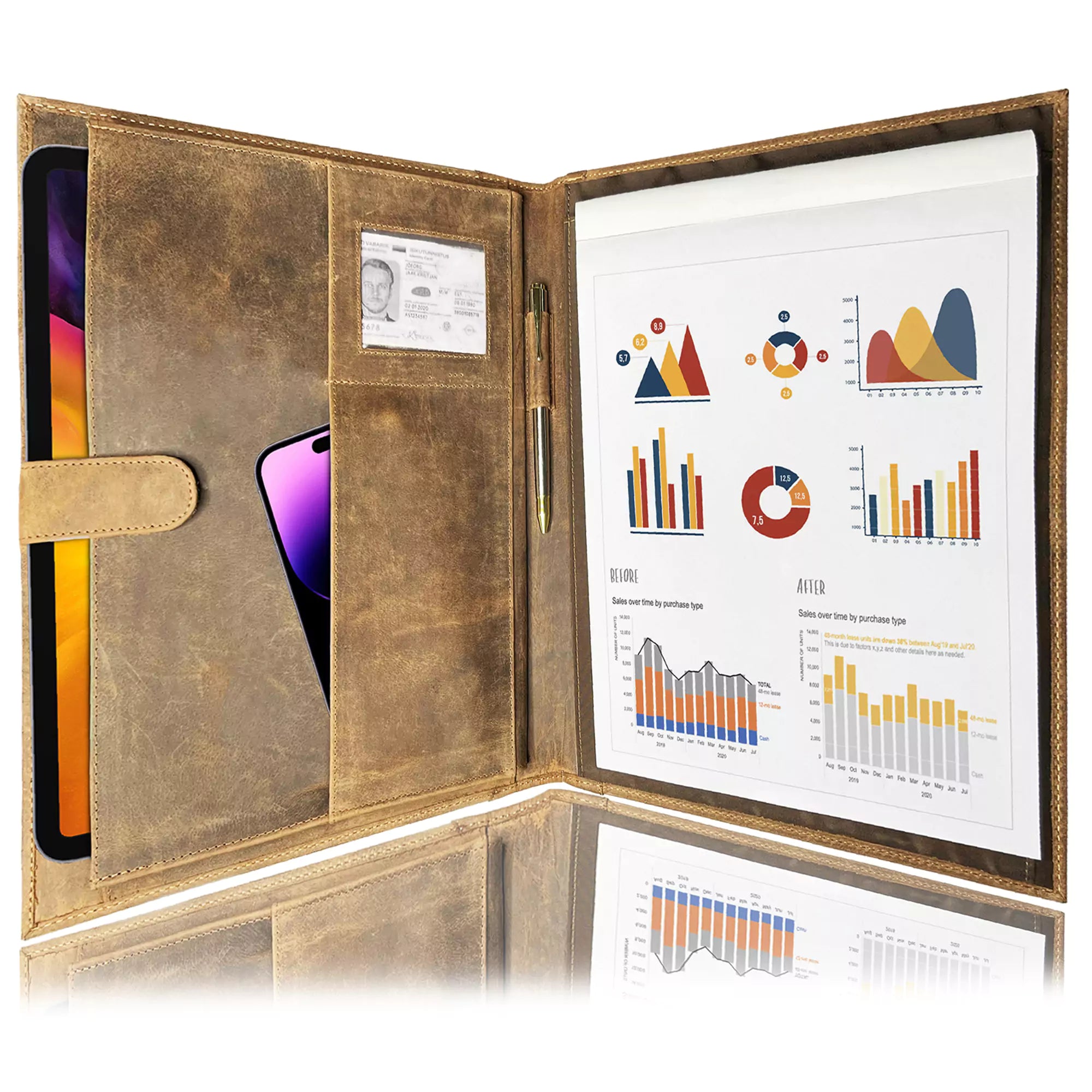Premium Handmade Leather Business Portfolio - Hunter Style for Professionals | Perfect for Meetings, Presentations & Executive Gifts