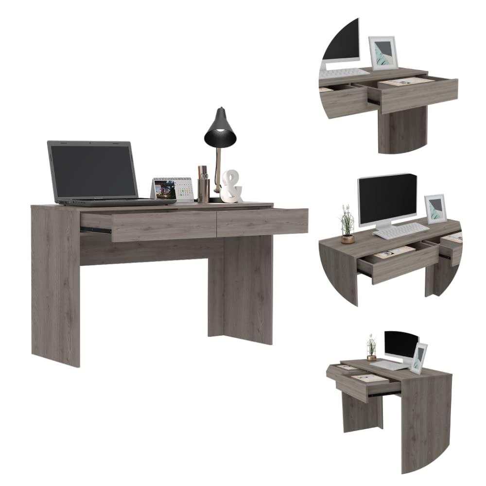 Tuhome Modern Engineered Wood Ash Andalucia 3-Drawer Computer Desk - Home Office Workstation for Study, Writing & Gaming