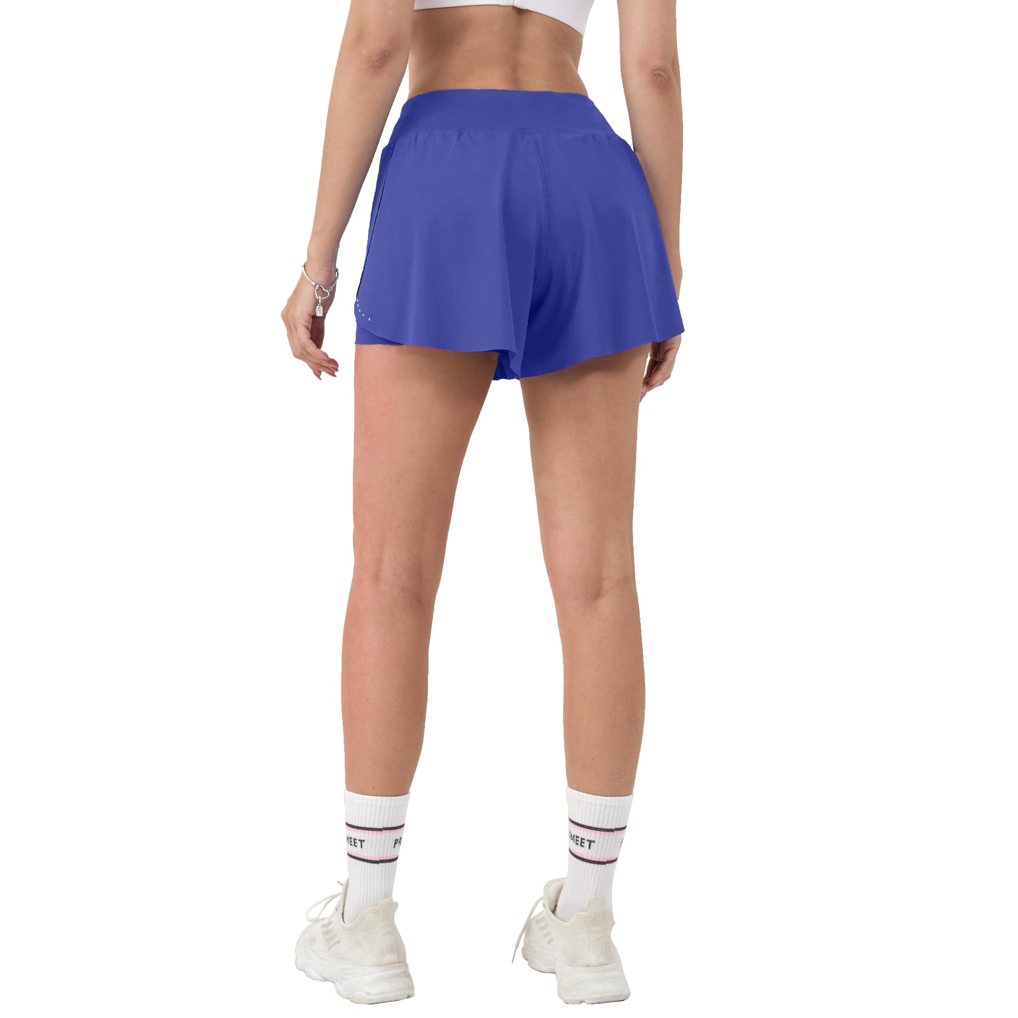 Aurefin Women's 2-in-1 High Waist Running Shorts - Lightweight Athletic Yoga Gym Shorts with Flowy Design for Workout & Lounge Wear | Perfect for Jogging, Yoga, Gym & Casual Outfits