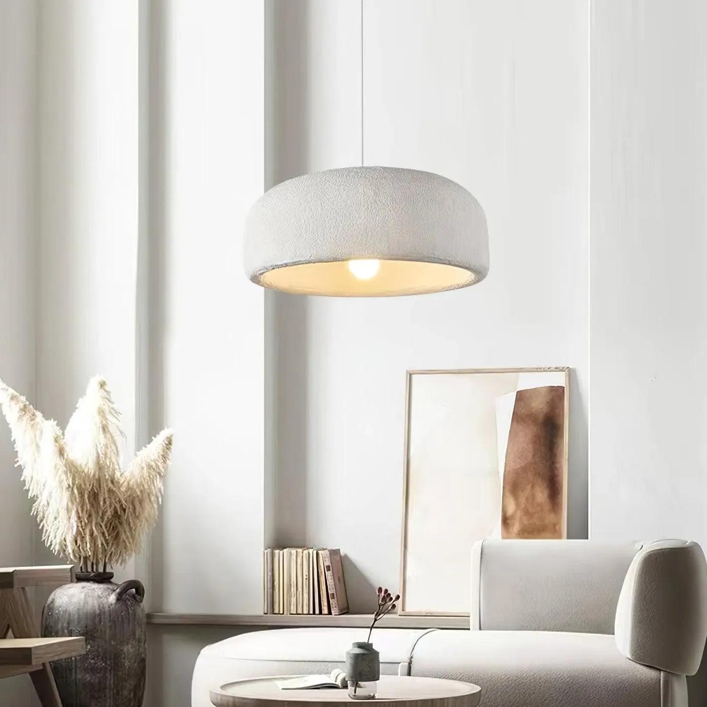Modern Round White Pendant Light - Minimalist Ceiling Lighting Fixture for Kitchen, Dining Room, Bedroom & Living Room Decor