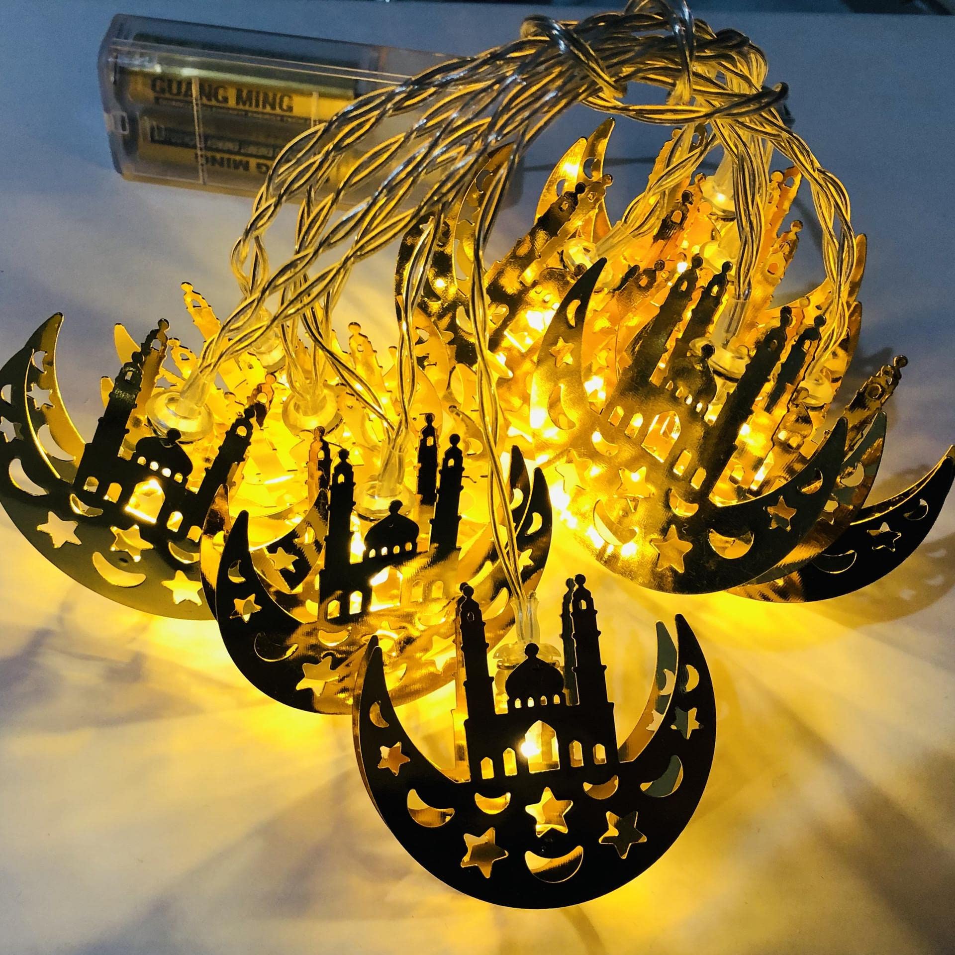 LED Eid Mubarak Decorative String Lights - Ramadan Lanterns & Moon Lights for Indoor/Outdoor Party Decor - Durable Hanging Muslim Festival Decorations for Home, Garden, Wedding & Ramadan Celebrations