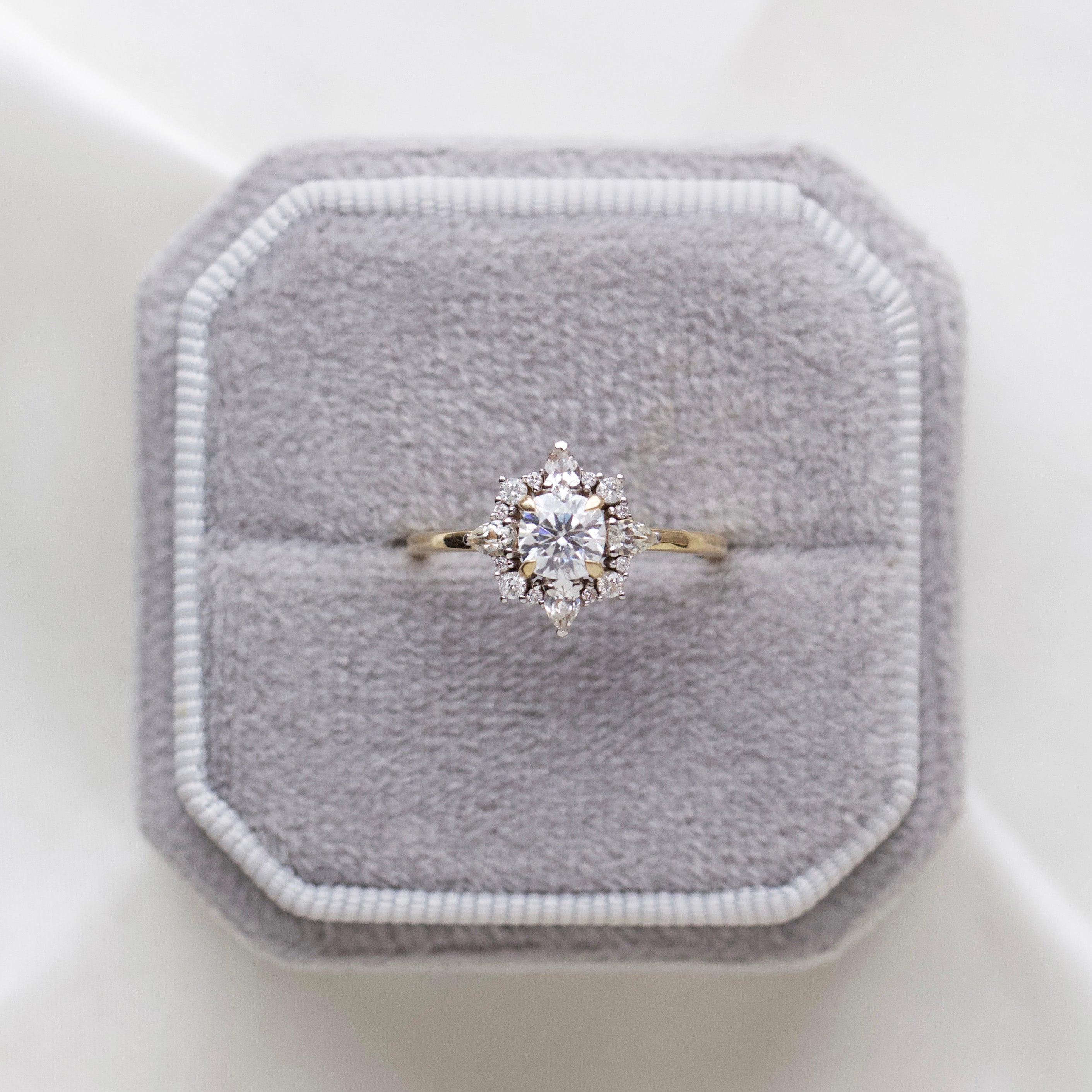 Exquisite Daphne Moissanite, Sapphire & Diamond Engagement Ring for Women | Elegant Wedding & Anniversary Jewelry Gift