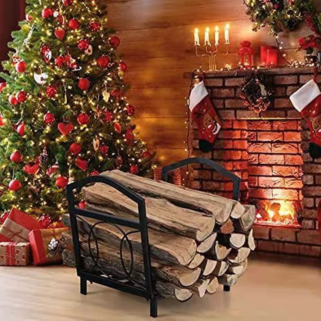 TIST Minimalist Firewood Holder - Indoor & Outdoor Fireplace Log Rack, Durable Iron Wood Storage Shelf for Firewood - Perfect for Patio, Backyard, and Living Room