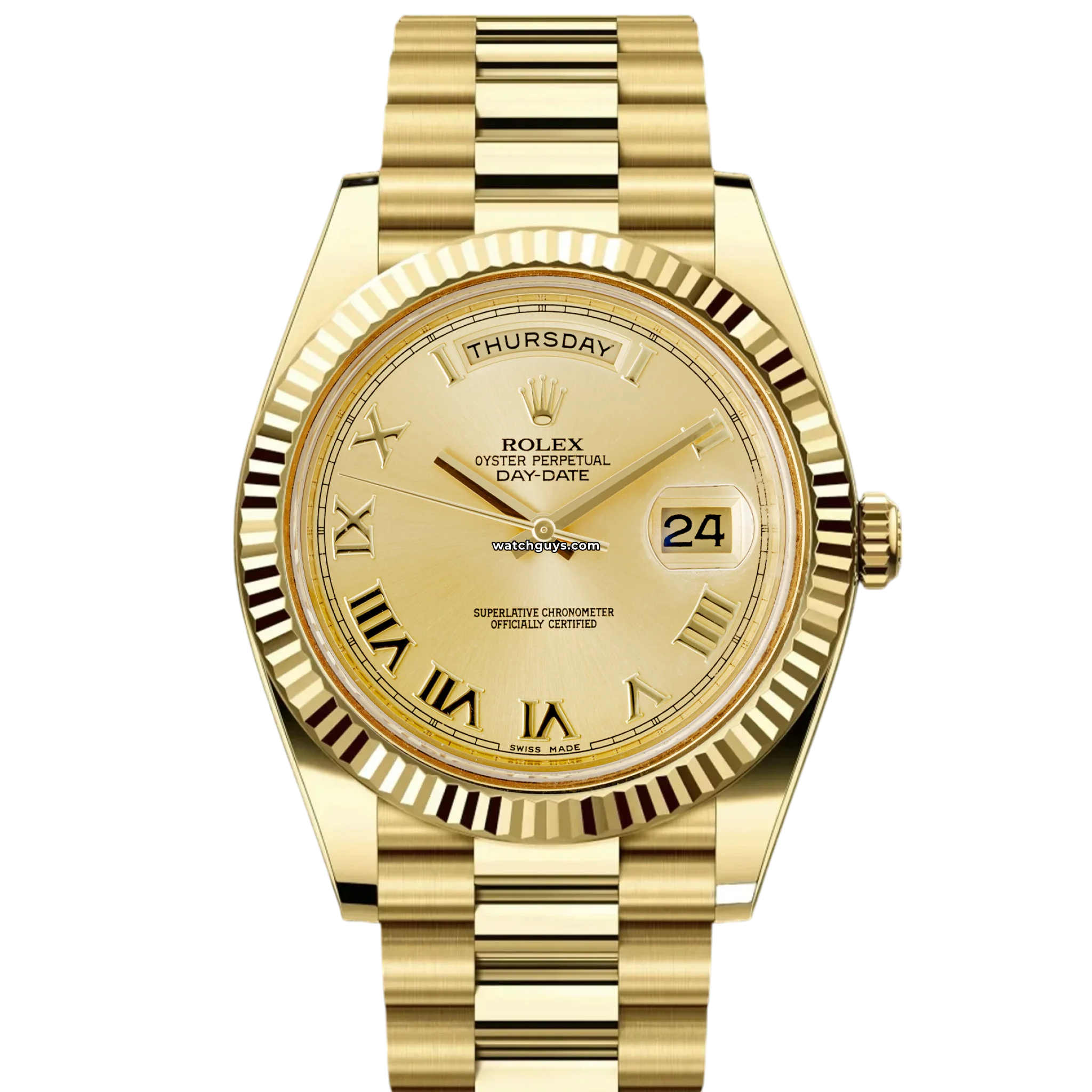 Rolex Day-Date 218238 18K Yellow Gold Men's Watch with Champagne Dial & Roman Numerals - Luxury Dress Watch for Business & Formal Occasions