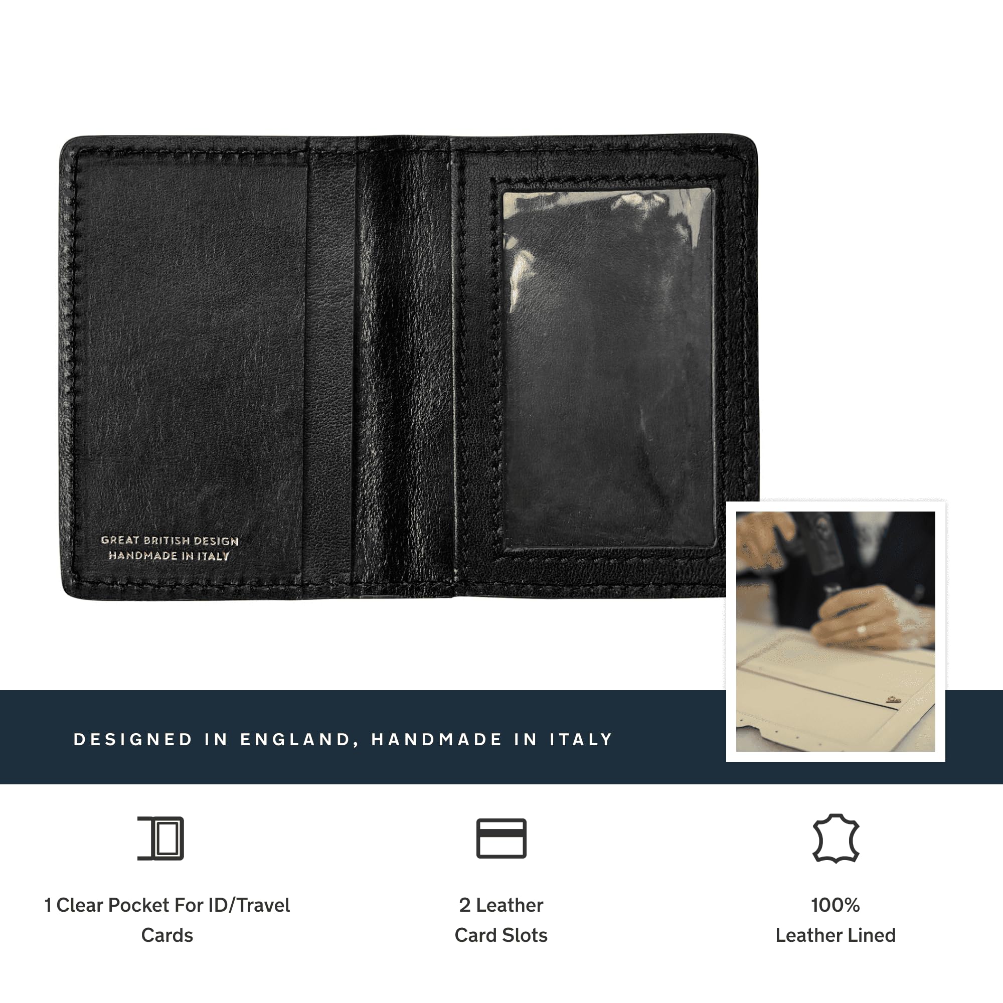 Premium Italian Leather Travel ID Card Holder Wallet for Men & Women - Slim RFID Blocking Wallet - Luxury Vallata Black - Perfect for Business Travel & Everyday Use