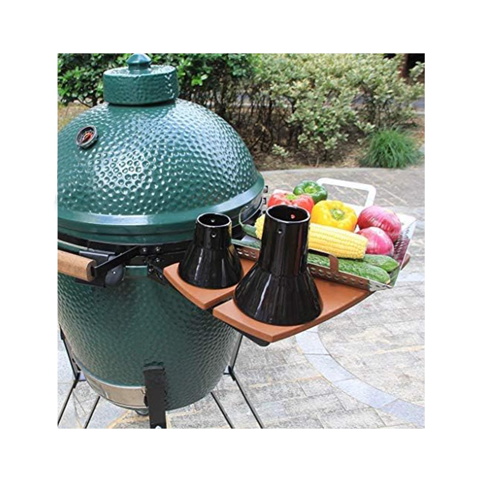 Premium Ceramic Chicken Roaster Rack Set - Non-Stick Vertical Poultry Stand for Beer Can Chicken | BBQ Grill Accessories for Kamado, Ovens & Smokers | Perfect for Backyard Grilling, Tailgating & Outdoor Cooking (Large + Small Size)