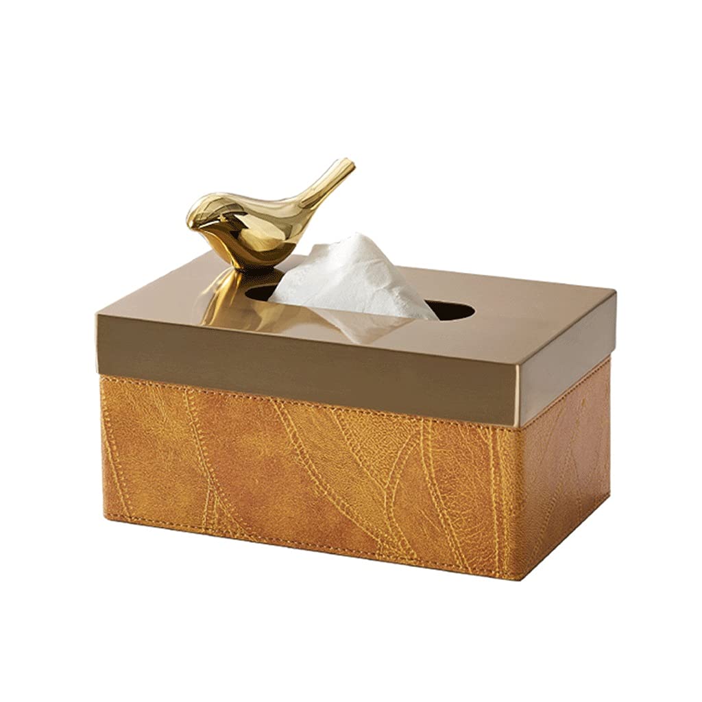 Leather Tissue Box Holder - Home & Office Desk Decor for Napkins