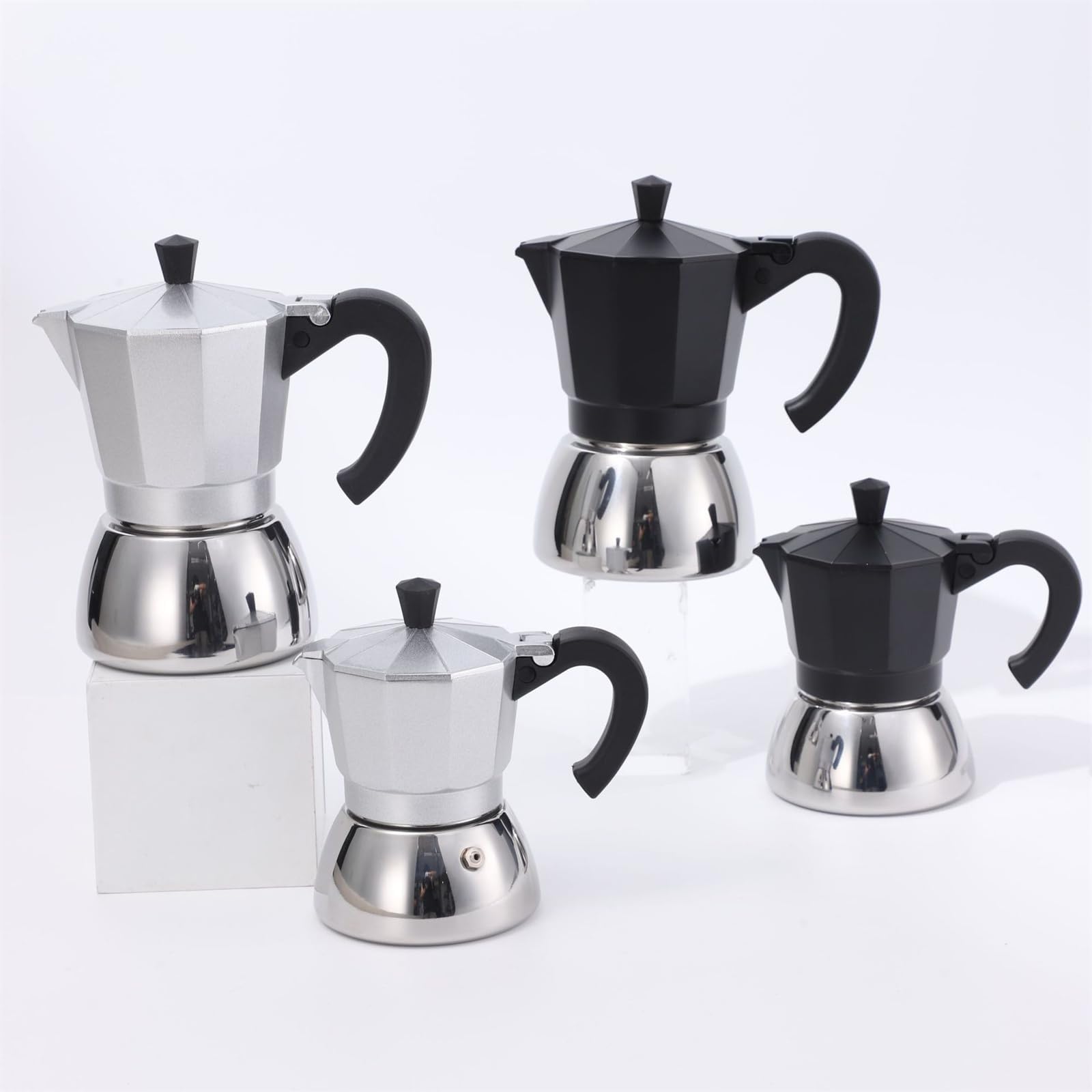 Cafevello Stainless Steel Moka Pot - 6 Cup Espresso Maker for Home & Camping
