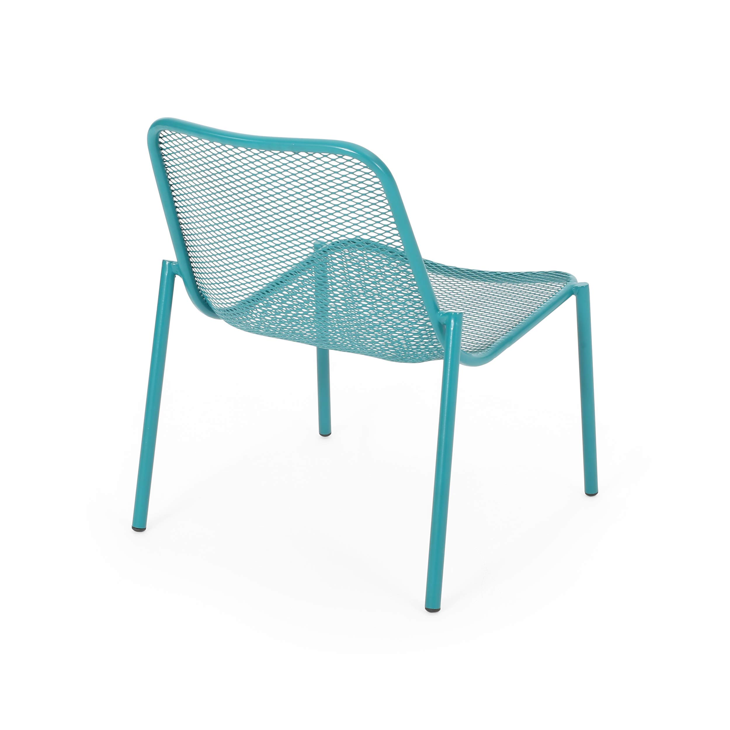 GDF Studio Modern Outdoor Dining Chairs Set of 2 - Waterproof Matte Teal Patio Furniture for Backyard, Garden & Poolside Dining