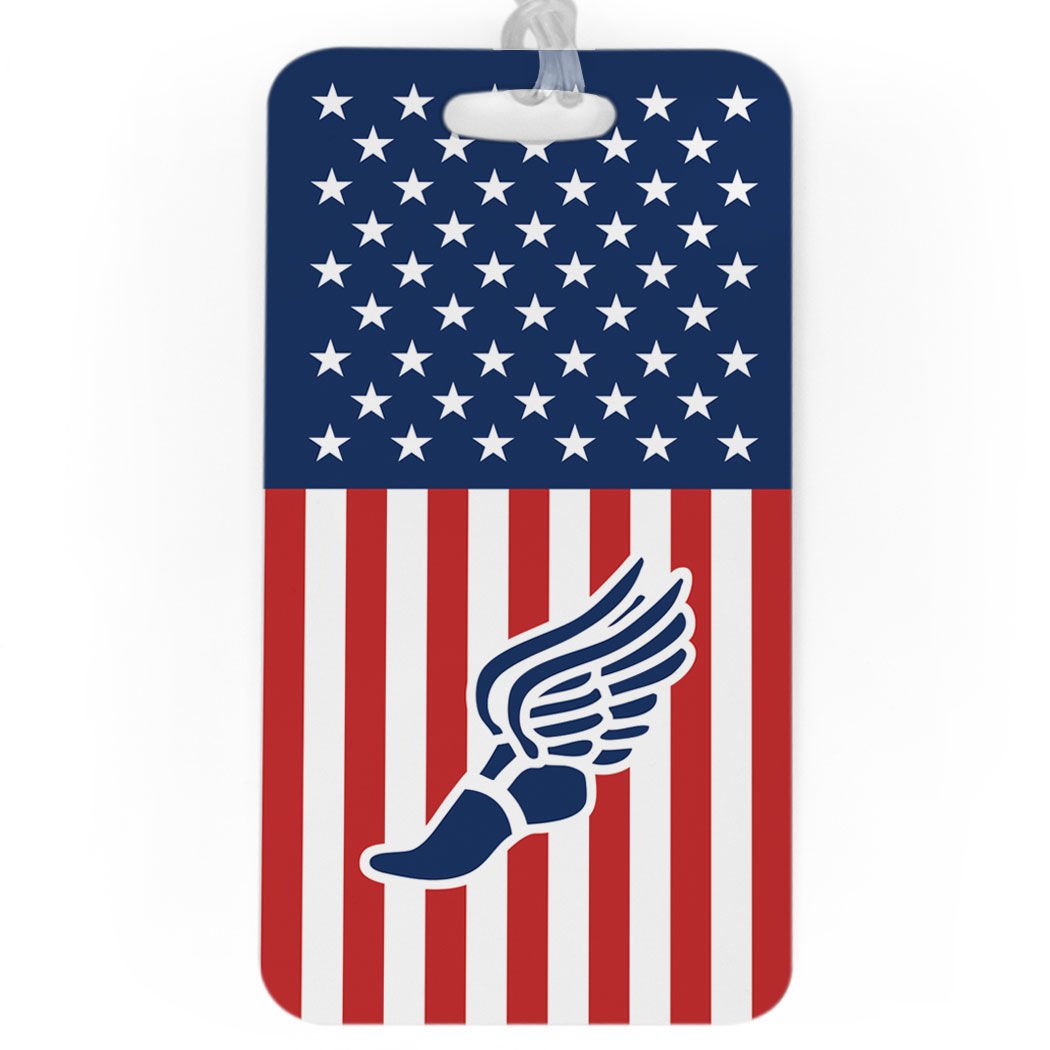 Custom Track and Field Luggage Tag for Runners - Personalized Info on Back - Large Durable Bag Tag for Travel & Sports Competitions | Perfect for USA Track Meets, Marathons & Gym Bags