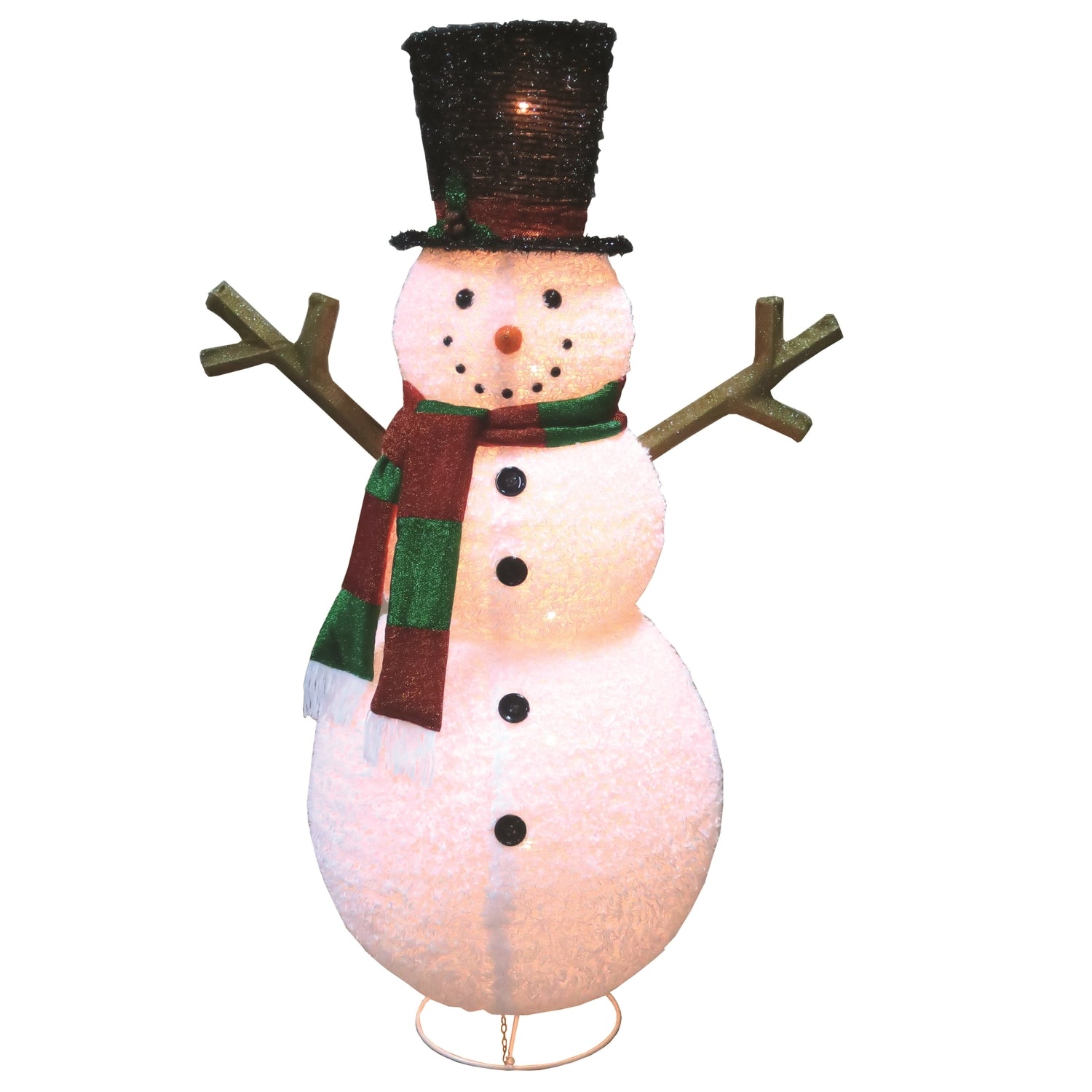 60 LED Fluffy Fabric Lantern Snowman - Christmas Decorations for Indoor/Outdoor, Party, Garden, and Holiday Lighting
