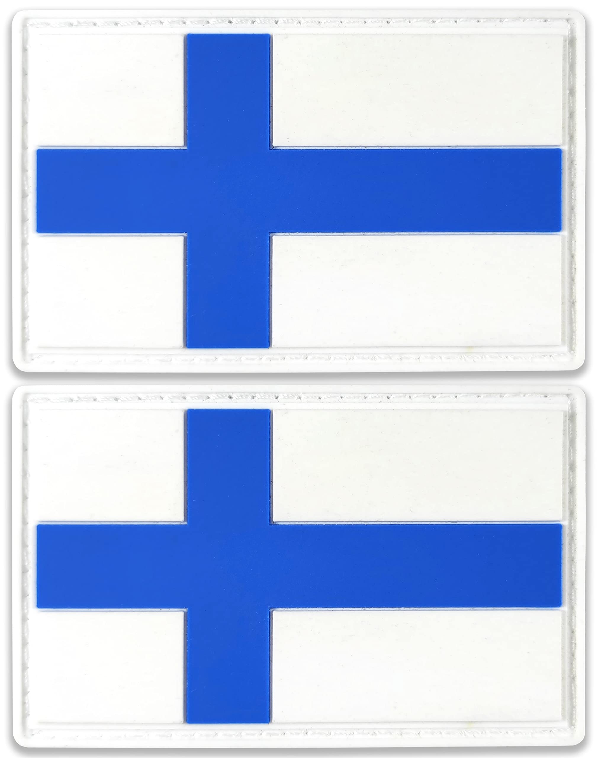 JBCD Finland Flag Patch - Finnish Finn Tactical PVC Rubber Hook & Loop Fastener Patch (2 Pack) - Perfect for Military Gear, Backpacks & Outdoor Equipment