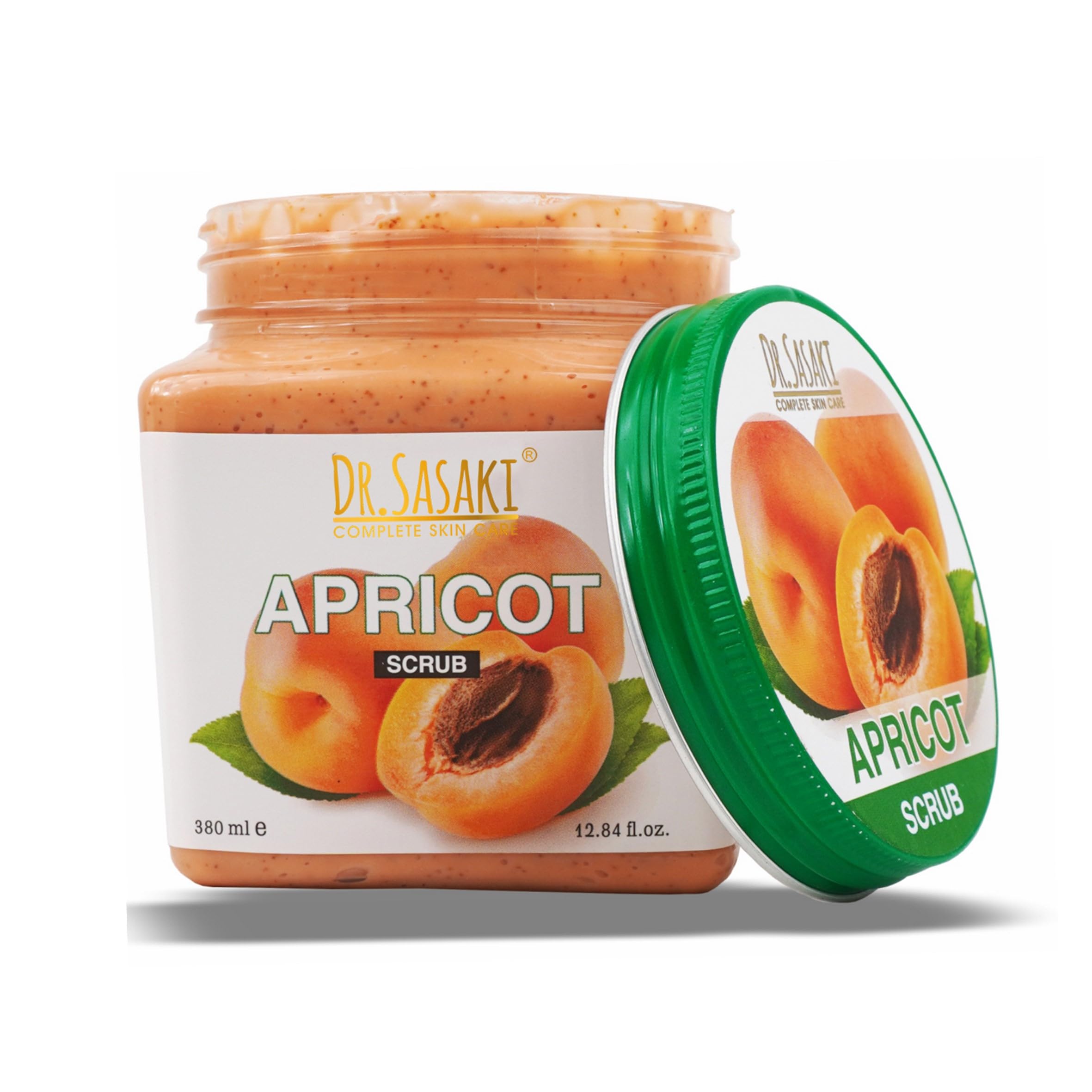 Dr. Sasaki Apricot Face & Body Scrub - 12.8oz (380ml) Exfoliating Cleanser for Smooth Skin | Gentle Peel for Dry, Oily & Sensitive Skin | Perfect for Shower & Spa Days