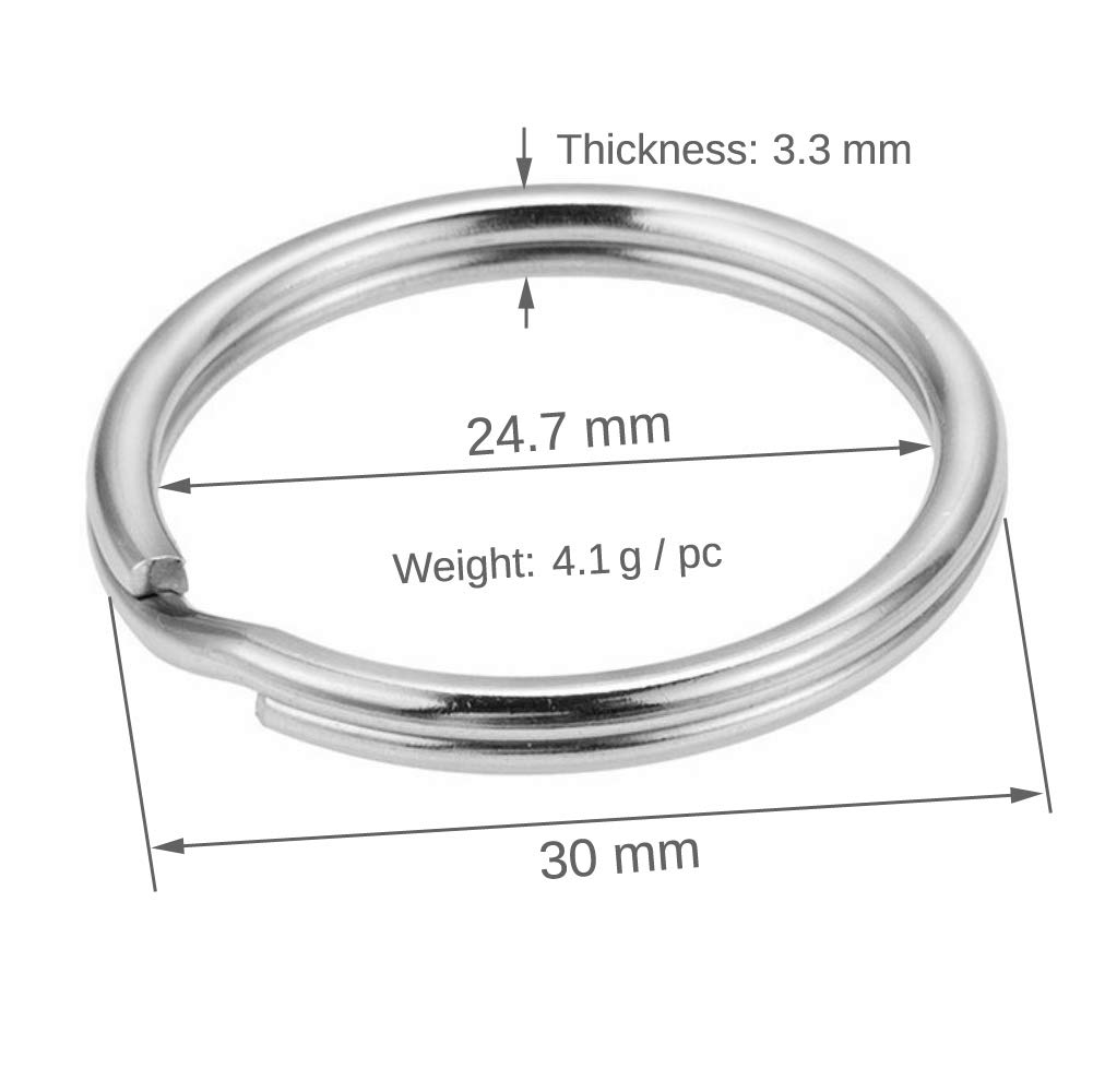 Premium 316 Marine Grade Stainless Steel Key Ring - Heavy Duty Split Ring Keychain for Scuba Gear, BCD Attachment, Boat Keys & Outdoor Equipment (20mm x5 + 30mm x5) - Ideal for Diving, Sailing, Fishing & Adventure Activities