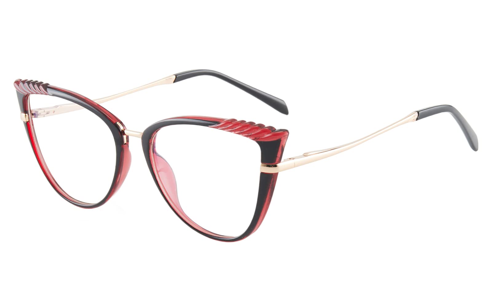 SOOLALA Women's Blue Light Blocking Glasses - TR90 Lightweight Spring Hinged Cat Eye Reading Glasses for Computer, Office & Nighttime Use