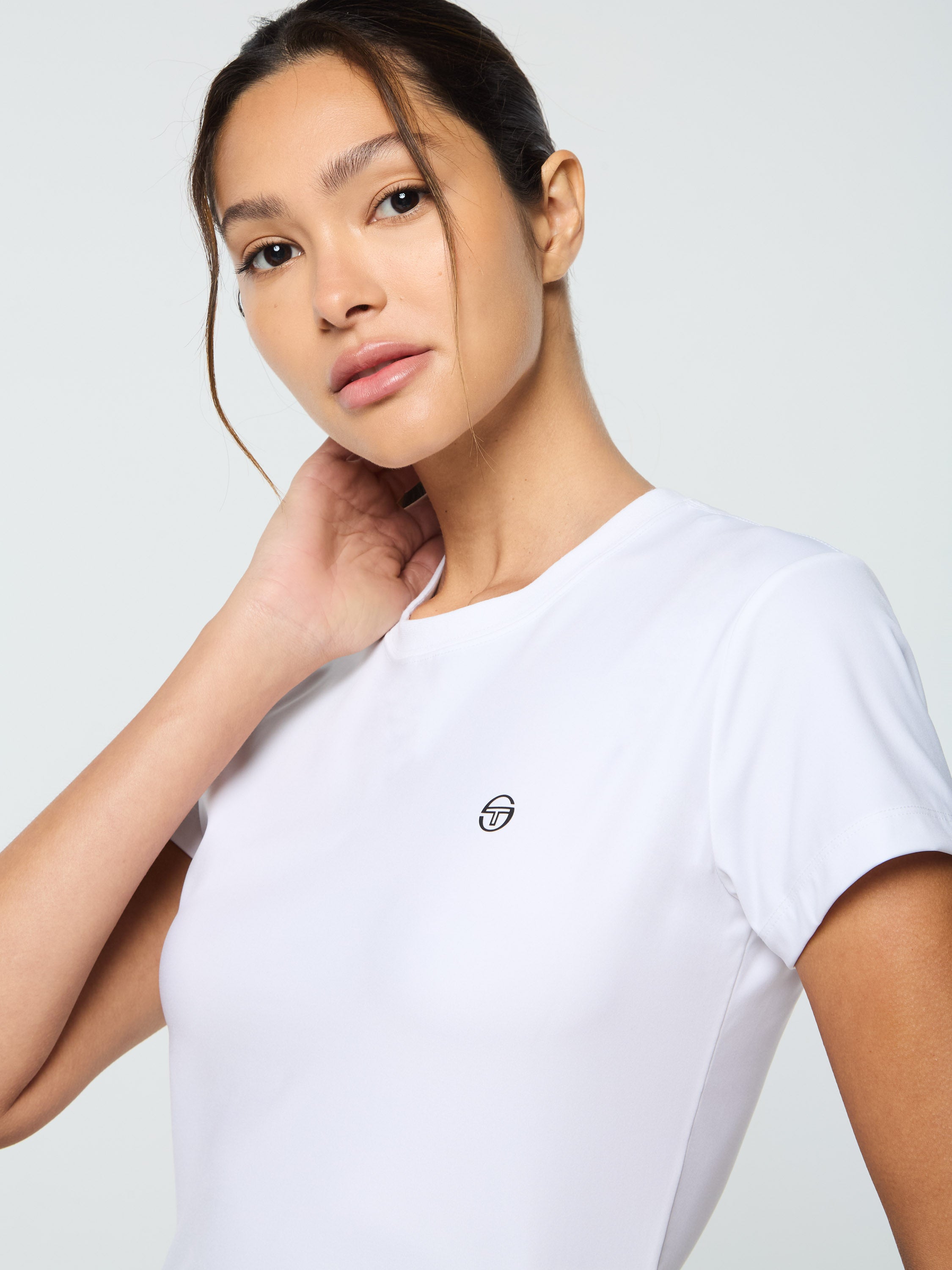 Mirano Fitted Crop Top Women's Short Sleeve T-Shirt - Brilliant White | Perfect for Yoga, Gym Workouts & Summer Streetwear