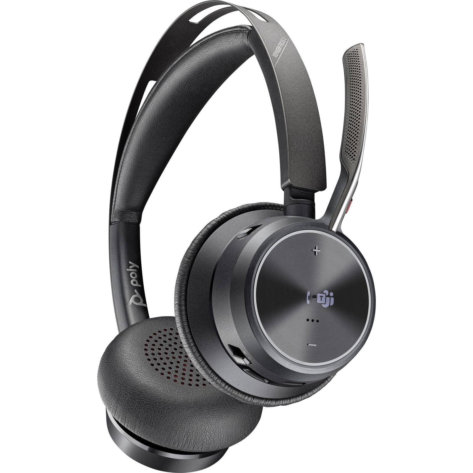 Poly Voyager Focus 2 Microsoft Teams Certified USB-C Wireless Headset with USB-C/A Adapter - Bluetooth Stereo Headphones for Office, Remote Work & Video Conferencing (Up to 298.6ft Range) - Compatible with Google Assistant & Siri