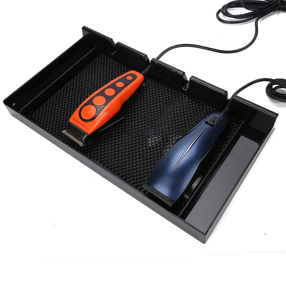 Professional Barber Clipper Tray - Anti-Slip Black Salon Organizer with 4 Notches, Razor Case & Hair Trimmer Holder for Stylists | Perfect for Salon Countertops, Mobile Barbers & Home Grooming Stations