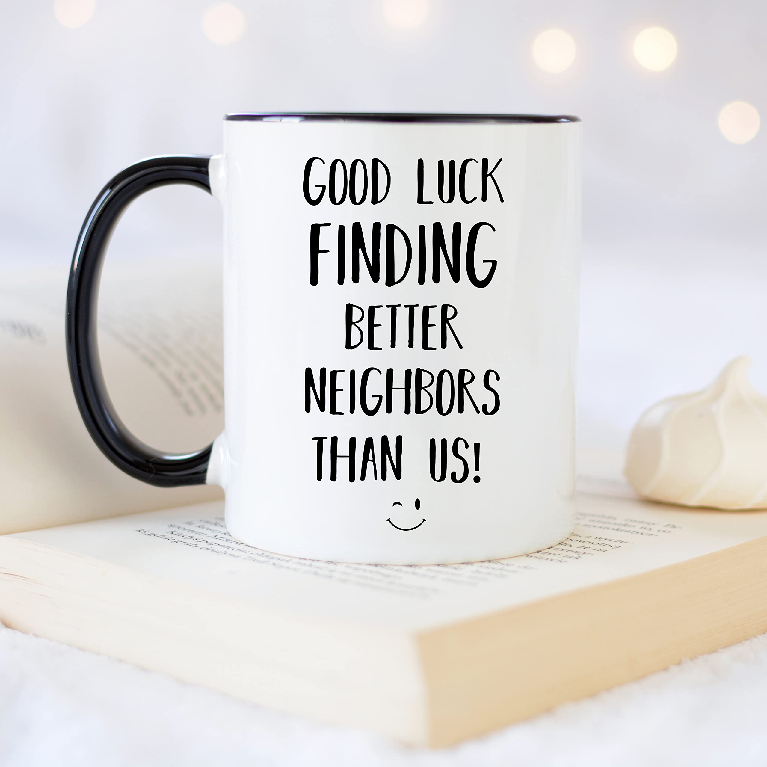 YouNique Designs 11oz Goodbye Neighbor Coffee Mug - Black Handle Moving Away Gift for Friends & Neighbors - Perfect Housewarming, Farewell Party & New Home Gift