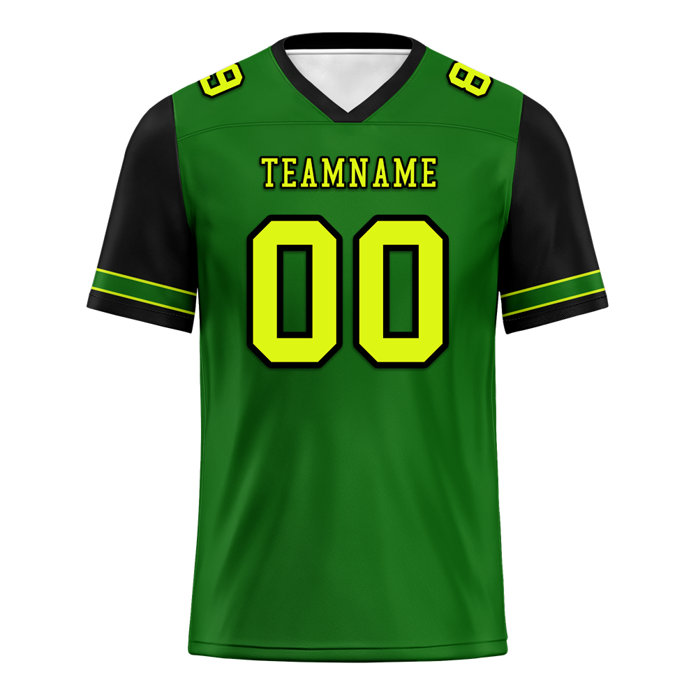Custom Green & Black Two-Tone Personalized Authentic Football Jersey FBJ02 - Perfect for Game Day, Team Events & Fan Gear