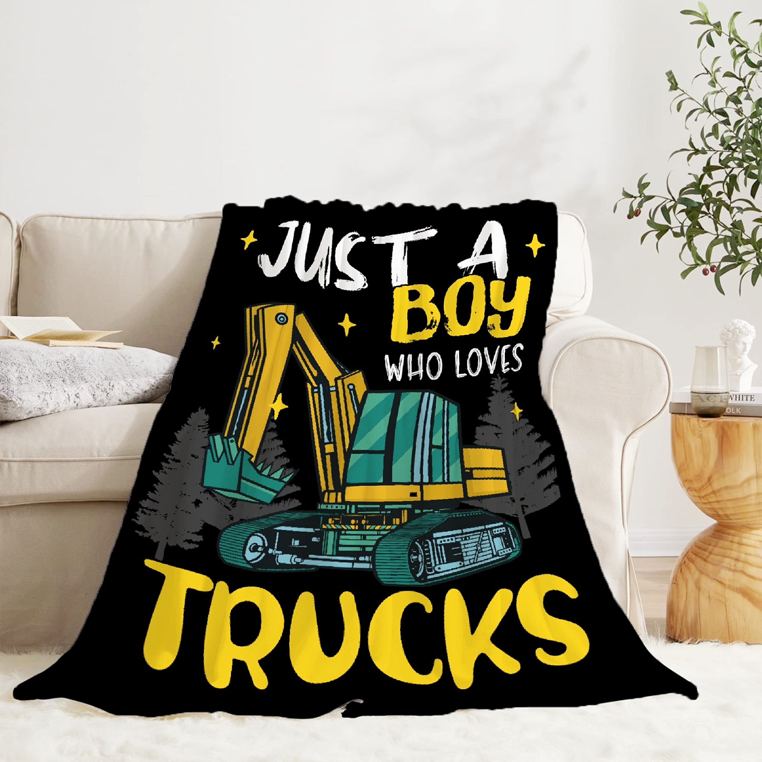 Ultra Soft Warm Lightweight Flannel Truck Blanket for Boys - 120