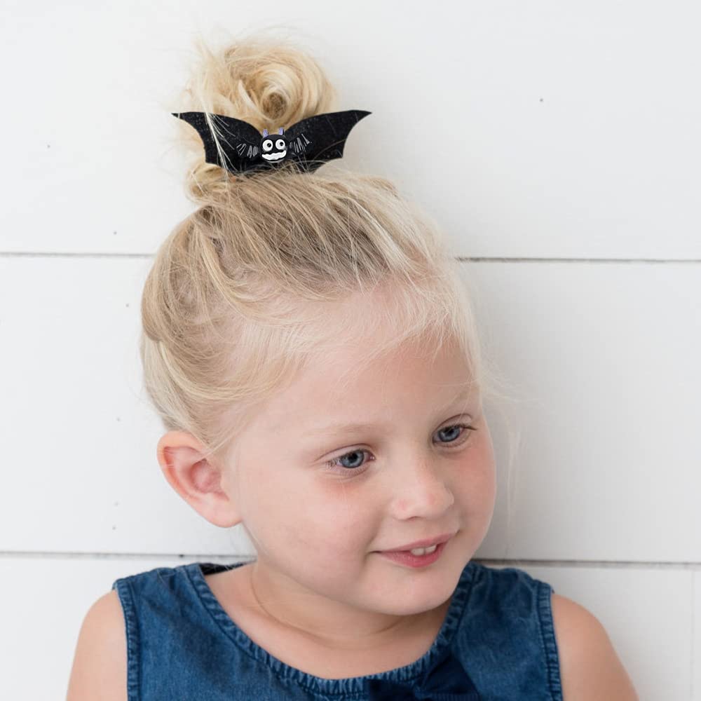 Baby Rose Halloween Headband with Pumpkin Bow & Bat Wing Hair Clips (4pcs) - Cute Infant Costume Accessories for Halloween Parties & Photo Shoots
