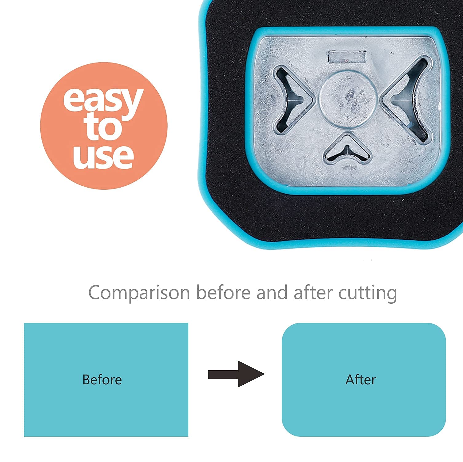 3 in 1 Corner Punch Rounder Cutter for Card Making, Scrapbooking, Business Cards - 4mm/7mm/10mm Ocean Blue | Perfect for DIY Crafts, Photo Albums & Office Supplies