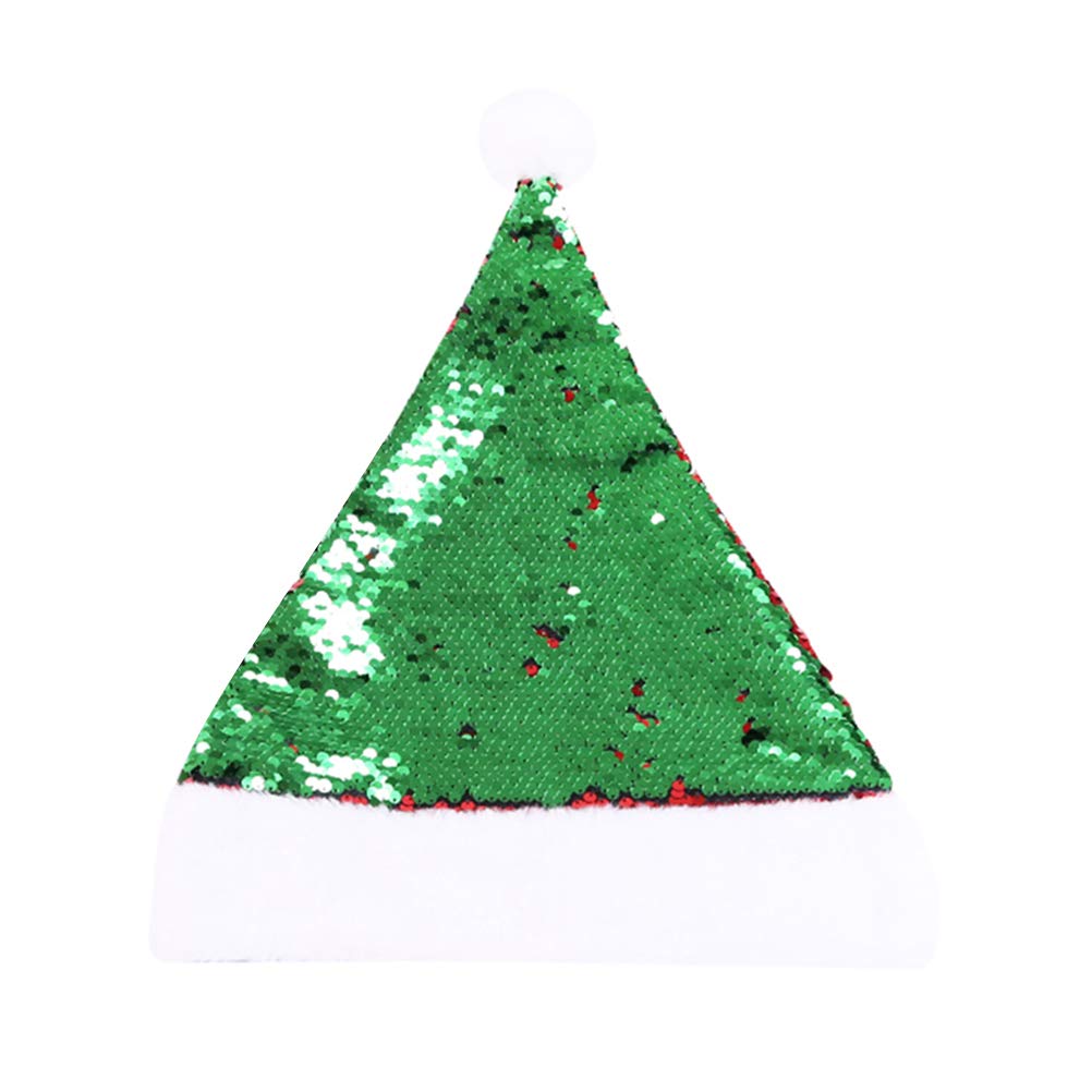 Sparkling Green Sequin Santa Hat - Double Sided Paillette Christmas Headwear for Holiday Parties & Festive Celebrations | Perfect for Xmas Costumes, Office Parties & Family Gatherings