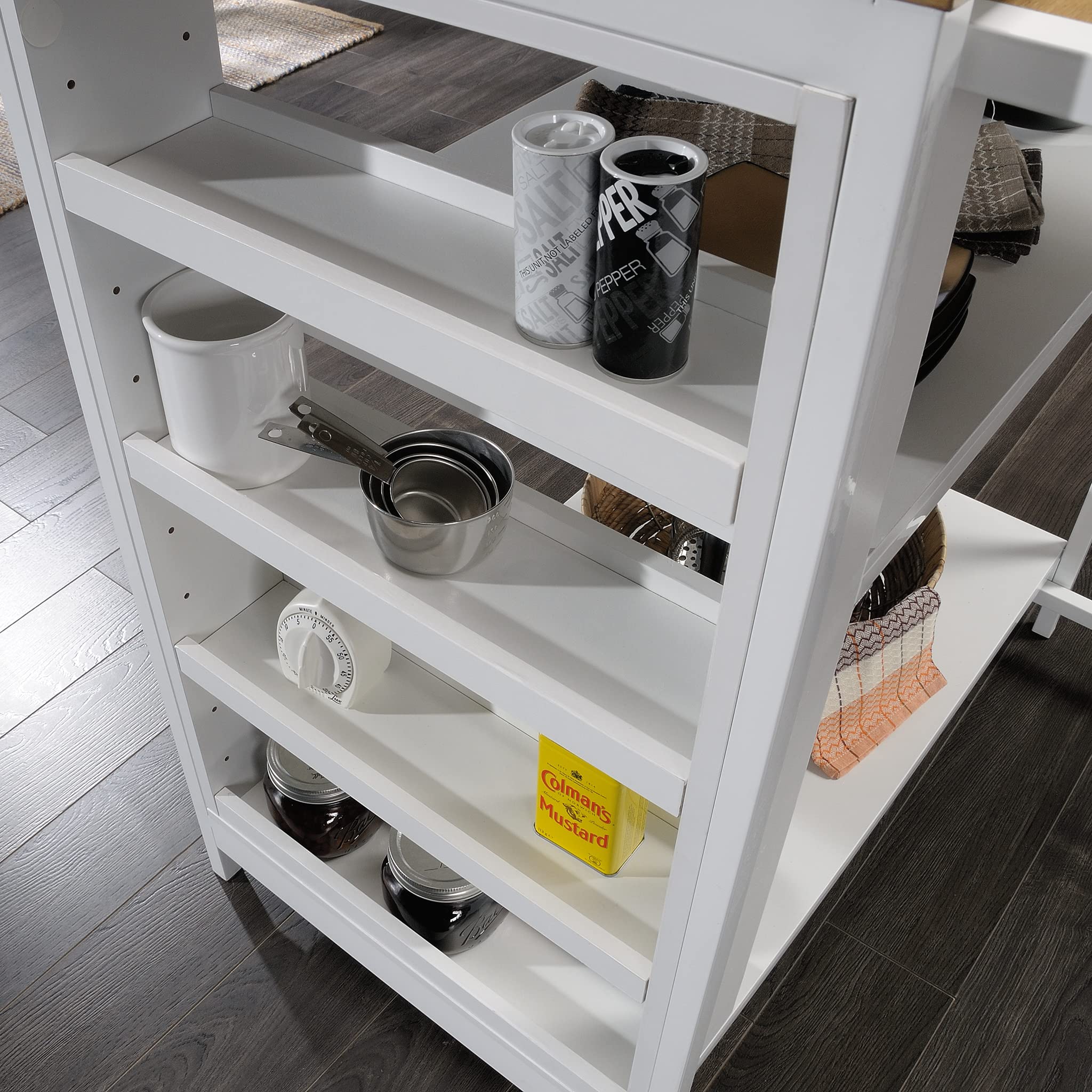 Sauder White Kitchen Island with Storage, 31.5