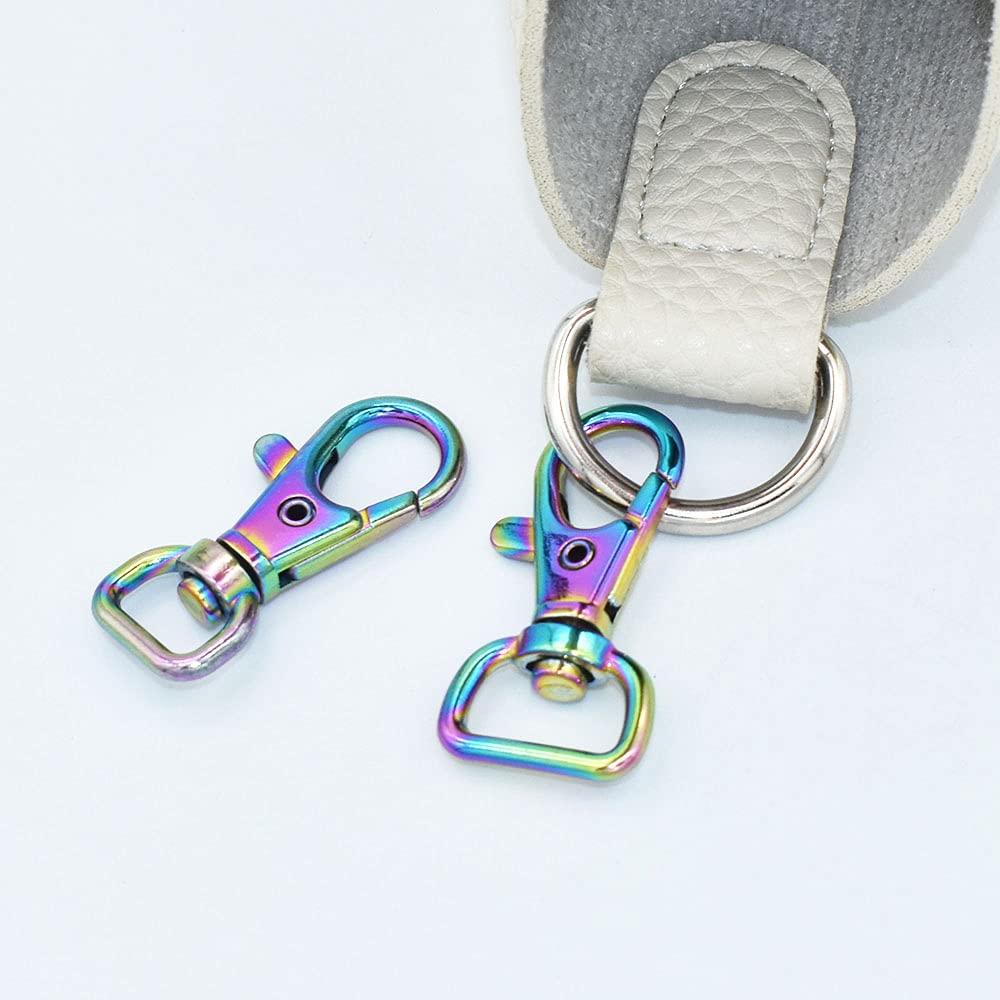 Rainbow Swivel Snap Hook Clasps 6-Pack - Keychain, Bag & Lanyard Clip for Keys & Accessories