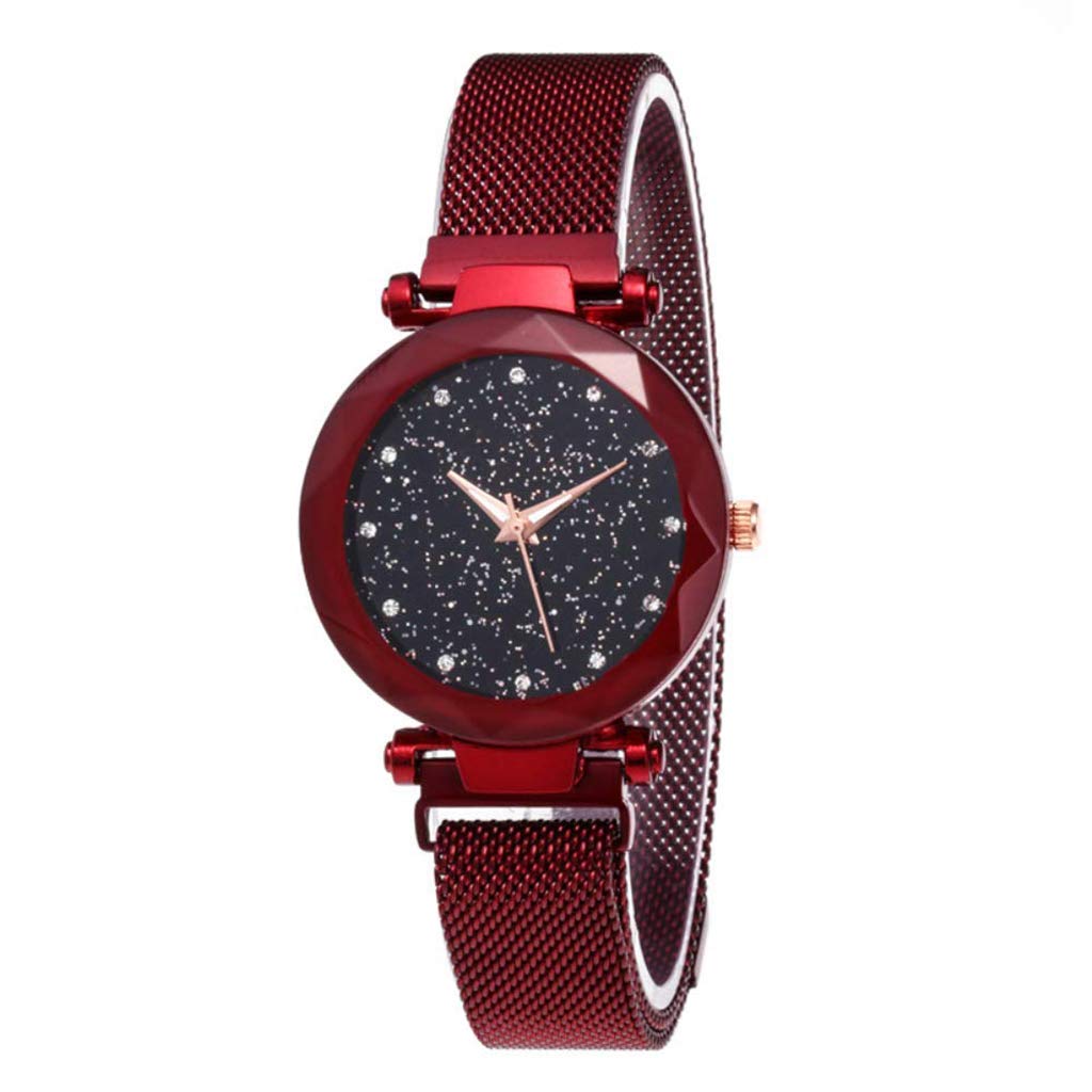 ADAH Women's Sky Star Wrist Watch - Stylish Red Quartz Watch with Magnetic Closure, Perfect Gift for Women | Ideal for Daily Wear, Office, Parties & Special Occasions
