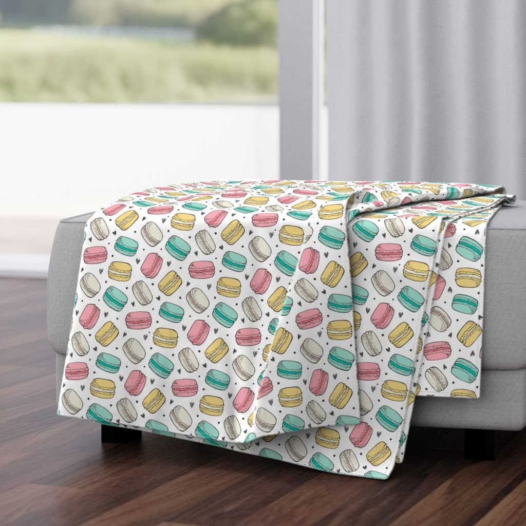 Soft Plush Minky Throw Blanket 50x70 Inches - Macaron Sweets Candy Bakery Cookies Food Print Cozy Blanket for Bed, Couch & Gift Giving