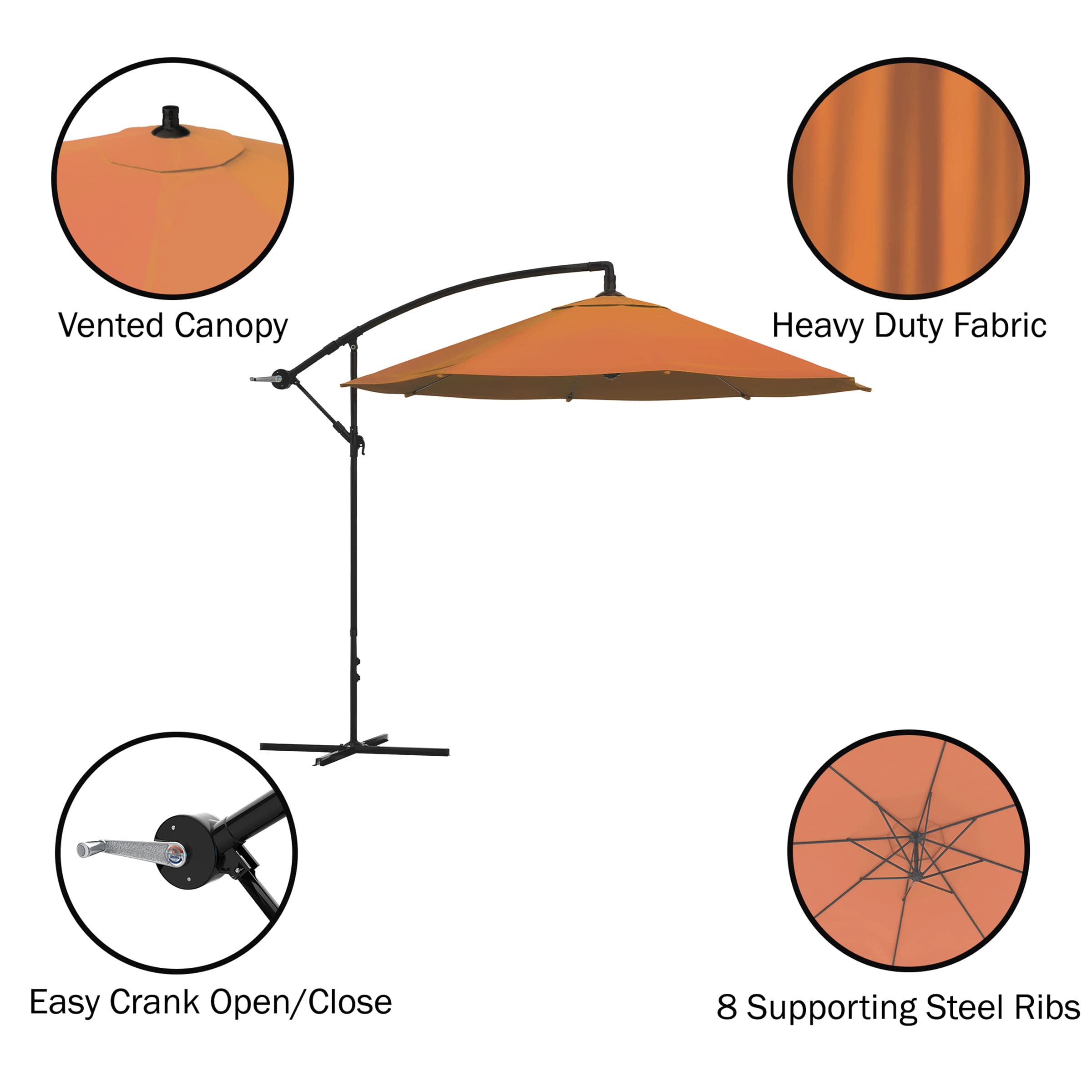 10 ft Offset Patio Umbrella - Heavy Duty Cantilever Outdoor Umbrella with Wind Vent for Deck, Poolside & Backyard - Pure Garden Collection (Beige)