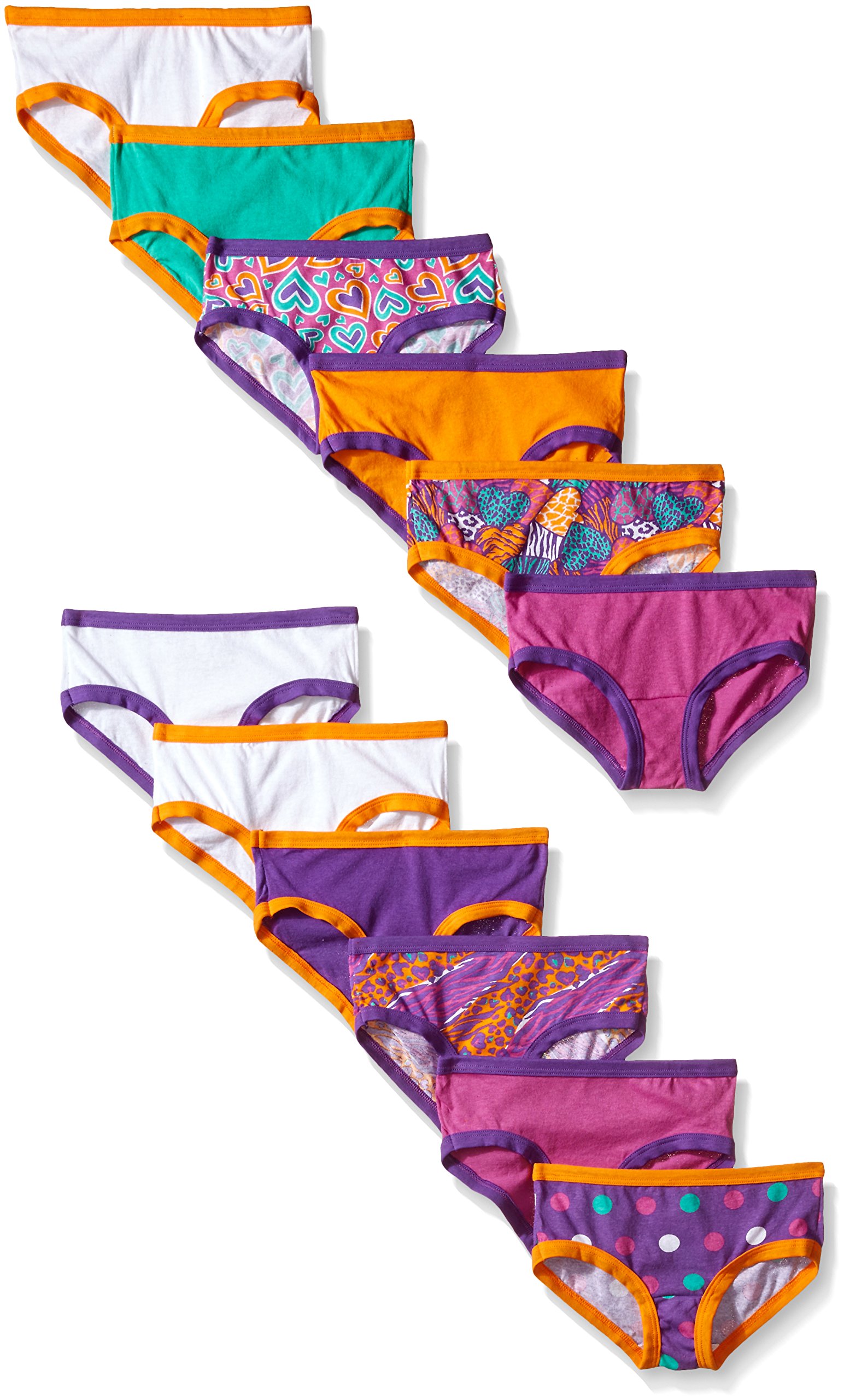 Fruit of the Loom Girls' Cotton Hipster Underwear - 12 Pack Soft Breathable Panties for Kids & Teens - Perfect for School, Sports & Everyday Comfort