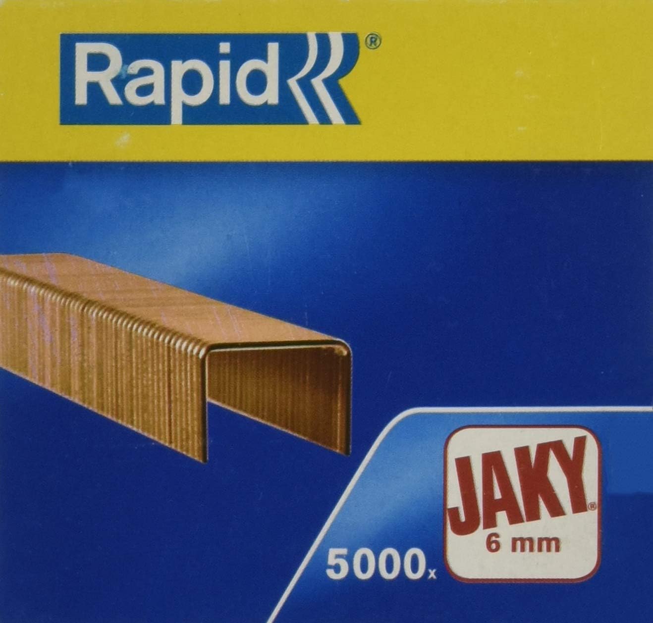 Rapid Jaky 6mm Copper Staples - 5000 Count Box for Stapling up to 20 Sheets | Compatible with Staplers & Stapling Pliers | Durable Copper Wire Fasteners | Ideal for Office, School, and Home Paperwork Organization (11720001)