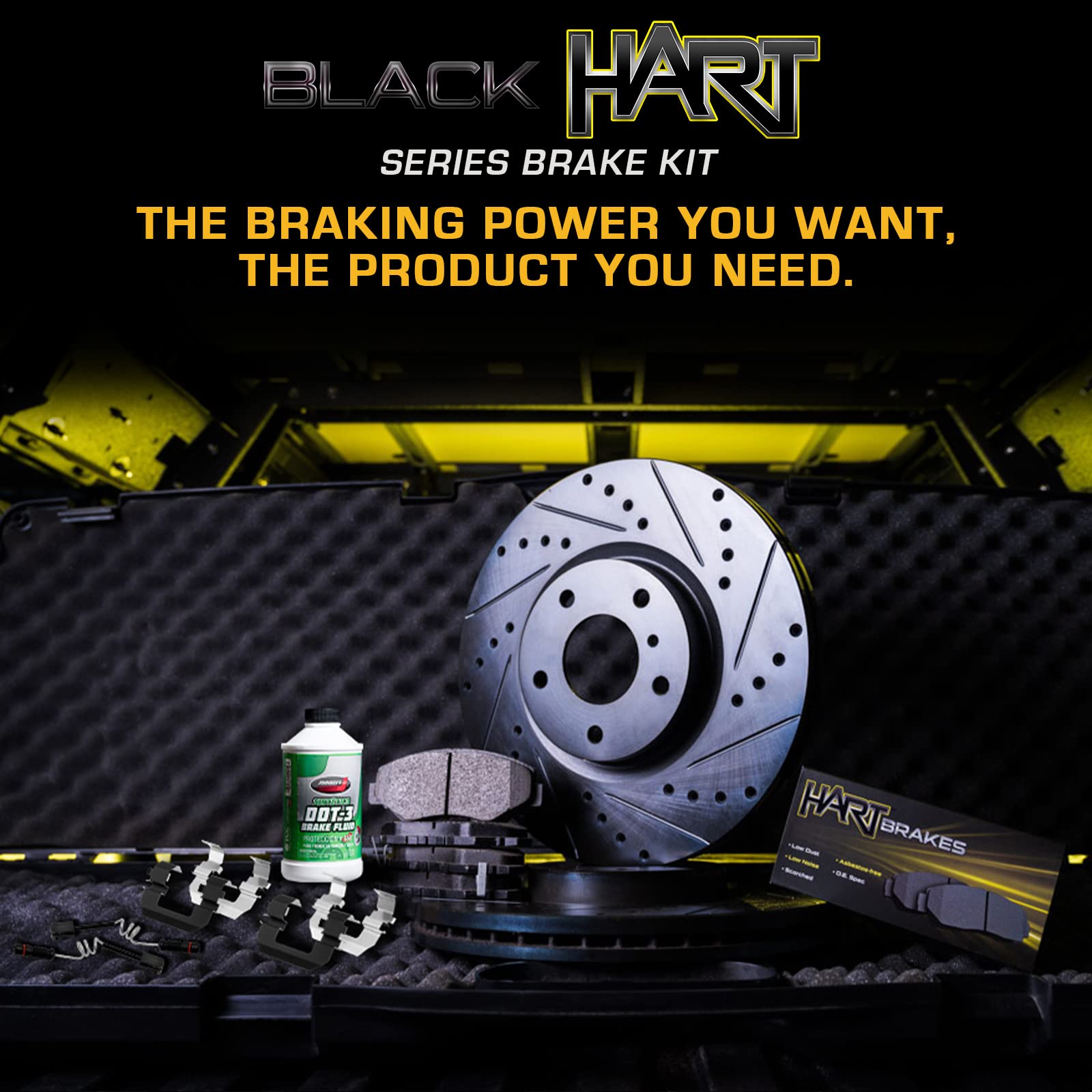 Hart BHC1.31172.53 Rear Brake Pads and Rotors Kit - Semi-Metallic Brake System with Hardware Kit & Sensor | Perfect for Truck, SUV, and Sedan Brake Replacement & Maintenance