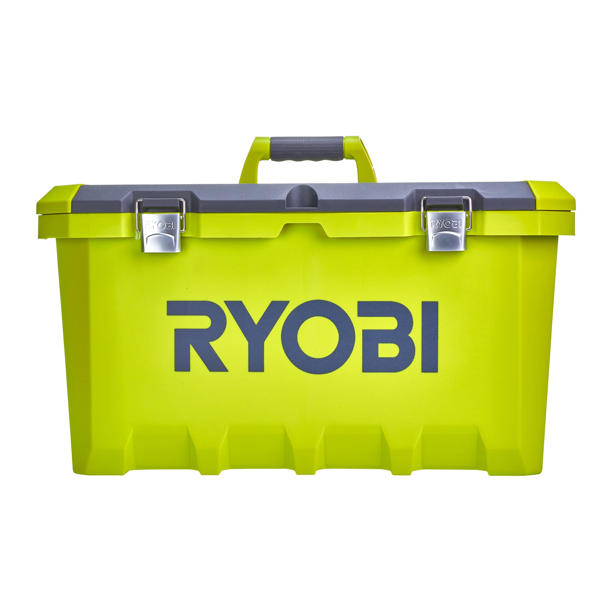RYOBI RTB22INCH 22-Inch Heavy Duty Plastic Toolbox (Single) - Green, Portable Storage for Tools, DIY Projects & Home Organization - Perfect for Garage, Workshop & Job Site Use
