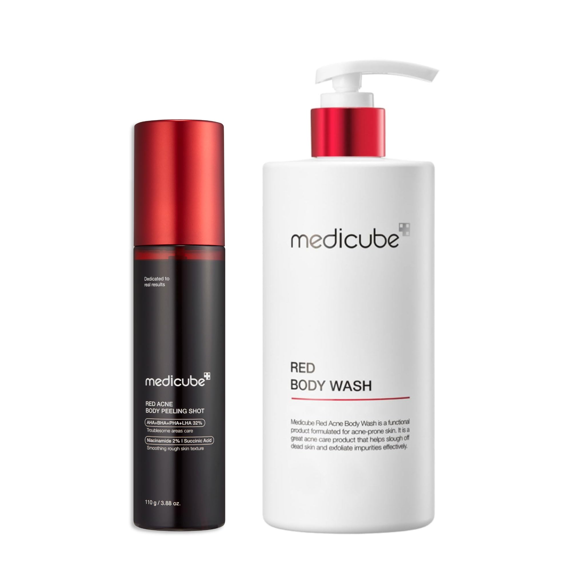 Medicube Red Glow Body Essentials Set - Exfoliating Body Spray Cleanser & Hydrating Body Wash for Smooth, Glowing Skin | At-Home Spa & Post-Workout Skincare Routine