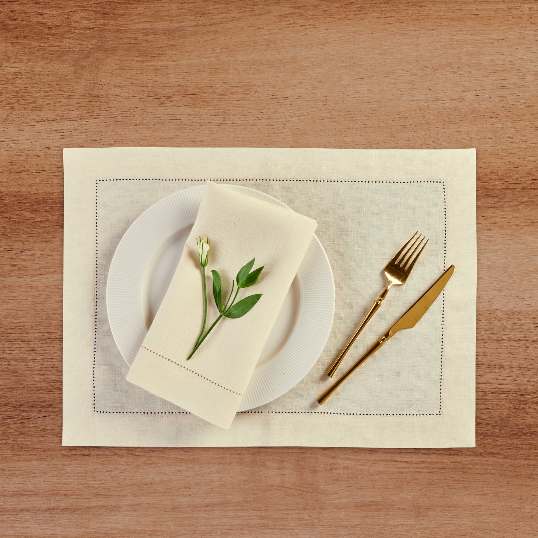 Premium Medium Weight Hemstitch Napkins - 12-Pack White Linen Dinner Napkins for Formal Dining, Weddings & Special Occasions