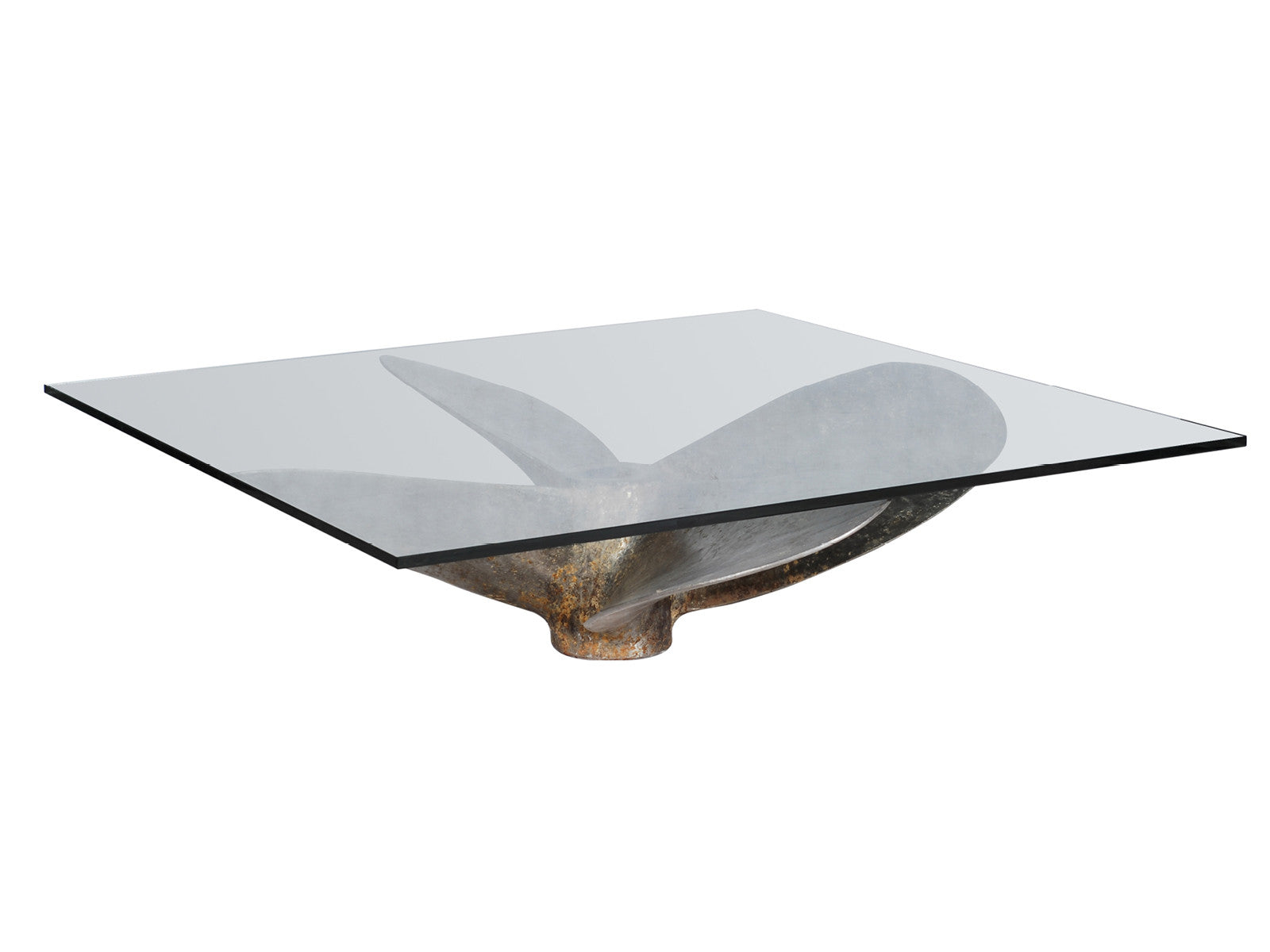 Modern Wooden Propeller Coffee Table - Mid Century Style Living Room Center Table with Storage Shelf for Home Decor, Office & Lounge Use