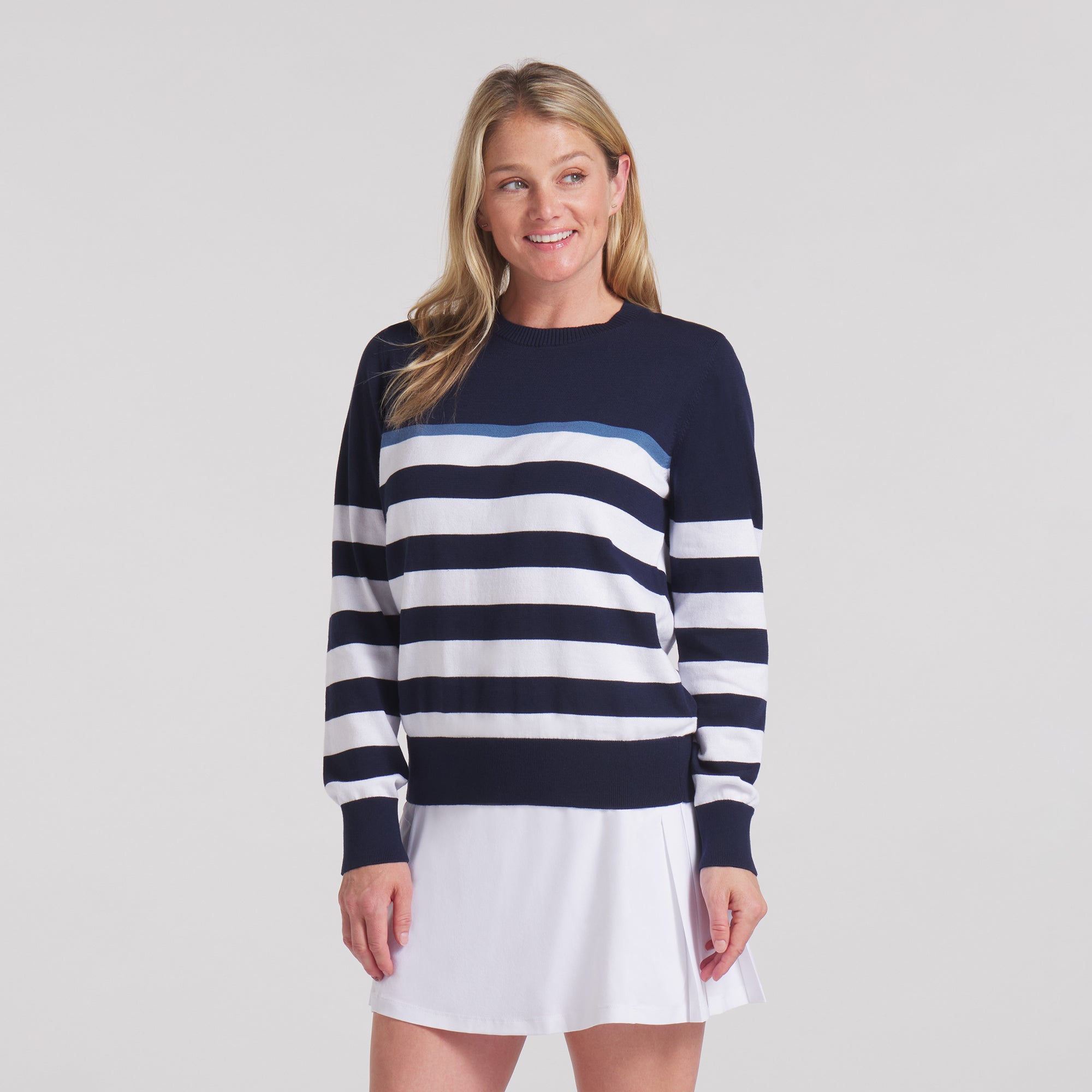 Women's Striped Golf Sweater - Lightweight & Breathable Resort Wear for Casual & Athletic Activities | Perfect for Golf, Tennis & Outdoor Leisure