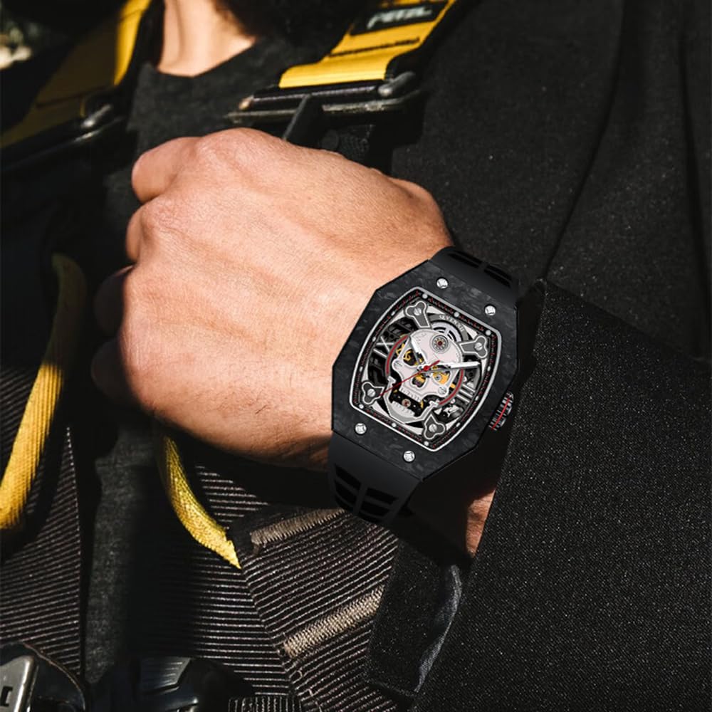 Automatic Men's Skeleton Watch with Skull Dial - 70 Hour Power Reserve, Luminous Hands, Waterproof, Sapphire Crystal - Luxury Sport & Fashion Wristwatch S001 - Perfect for Casual, Business & Outdoor Activities