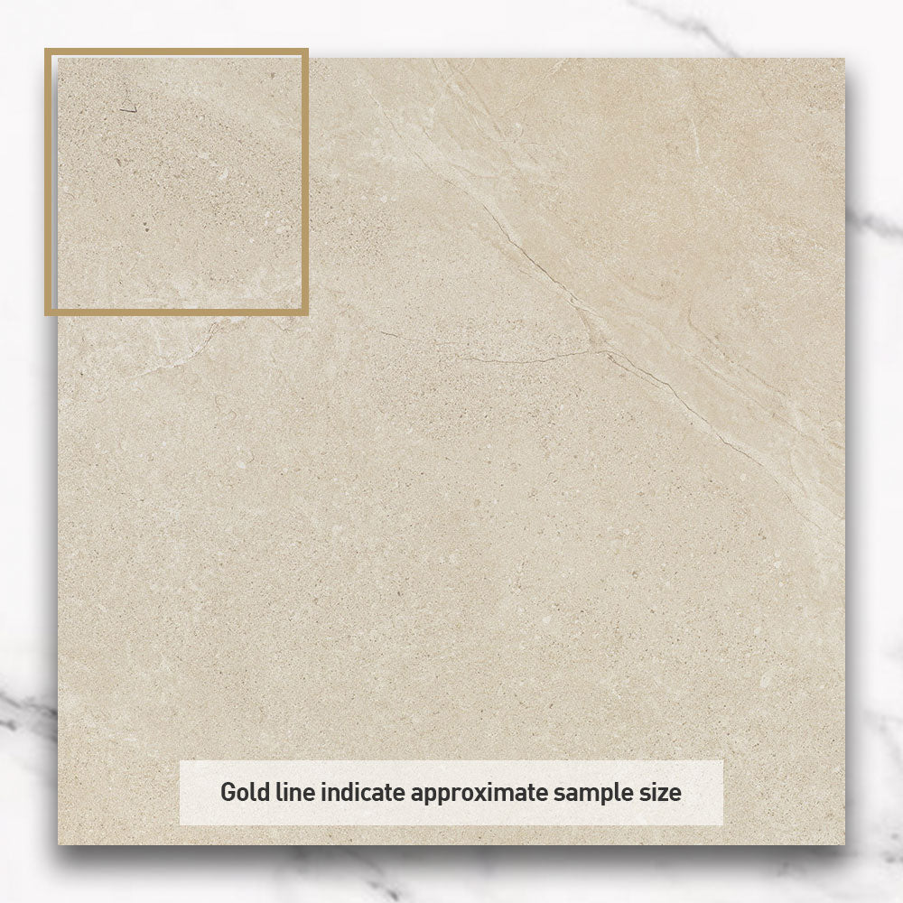 600x600mm Matte Porcelain Tile - Sand Color Marble Look Floor & Wall Tile for Living Room, Kitchen, Bathroom